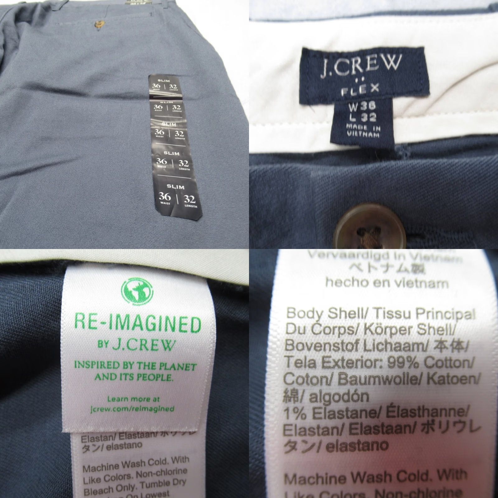 J.Crew J.CREW Slim Flex Chino Pants Mens 36x32 Blue Flat Front Straight Leg Slim Fit NWT Size US 36 / EU 52 - 8 Thumbnail