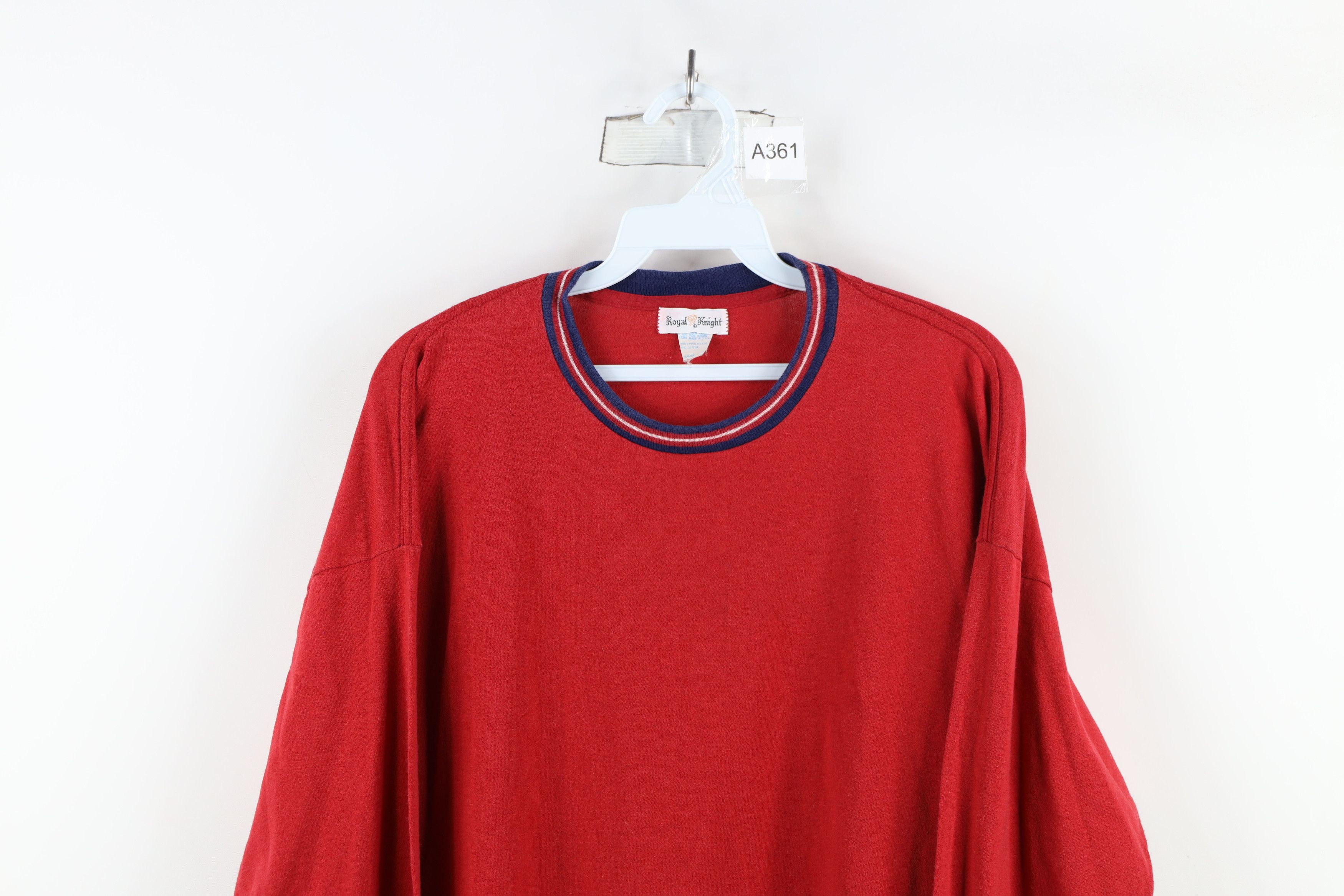 Vintage Vintage 70s Streetwear Blank Long Sleeve T-Shirt Red USA Size US XL / EU 56 / 4 - 2 Thumbnail