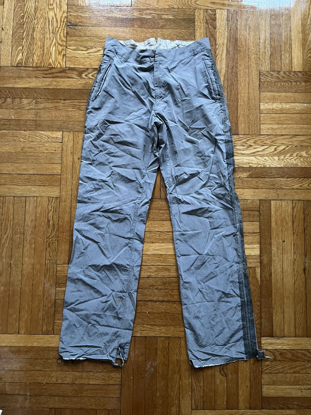 Kiminori Morishita Distressed Raw Hem Side Stripe Trousers Size US 32 / EU 48 - 1 Thumbnail