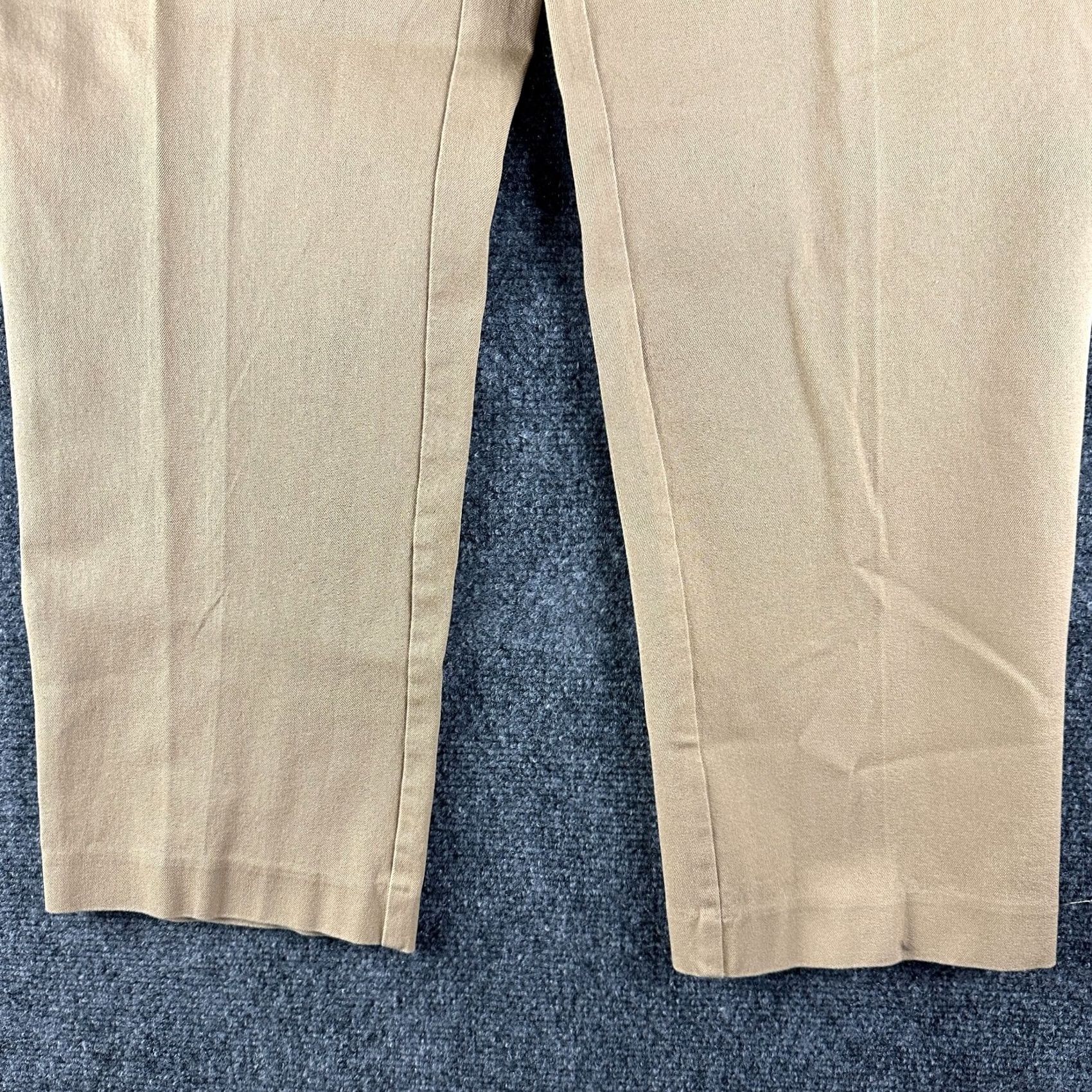 Vintage Chicos Fabulously Slimming Pants Womens 10 Short Flat Front Straight Leg Tan Brown Stretch Chino Size 32" / US 10 / IT 46 - 2 Thumbnail