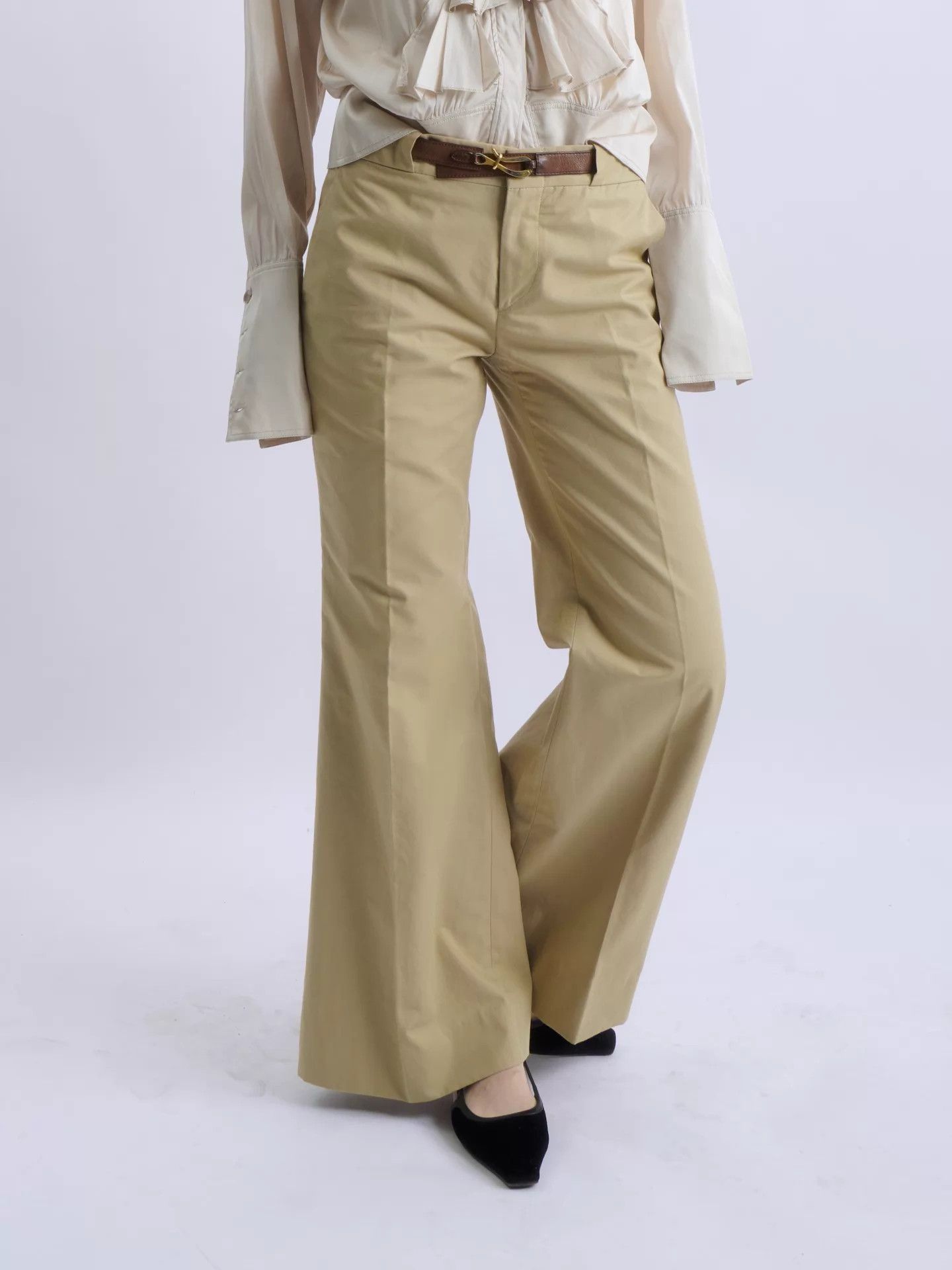 Gucci GUCCI by TOMFORD 01SS horsebit khaki wide-leg trousers Size 25" / US 0 / IT 36 - 6 Thumbnail
