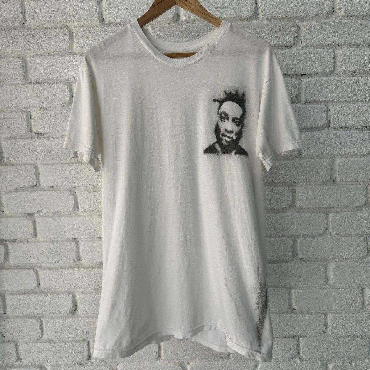 image of Rap Tees Ol’ Dirty Bastard Air Brush Tee in White, Men's (Size Medium)