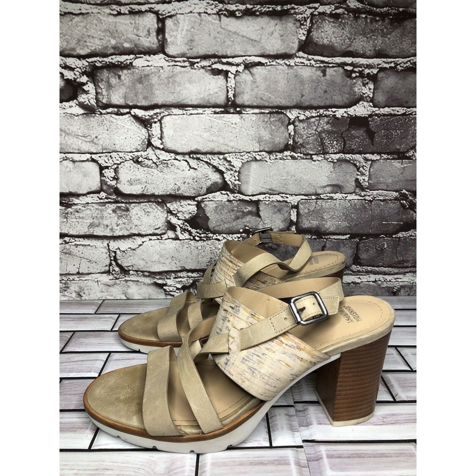 Johnston & Murphy Johnston & Murphy Kayla Taupe Leather Heel Strappy Sandals W Size US 9 / IT 39 - 12 Thumbnail