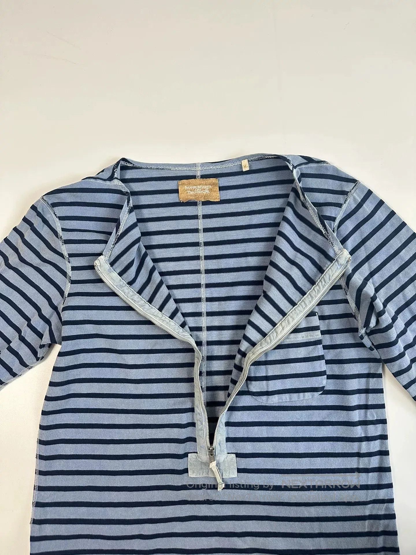 Takahiromiyashita The Soloist. Striped Long Sleeve Zip Top by Takahiro Miyashita. Size US M / EU 48-50 / 2 - 1 Thumbnail