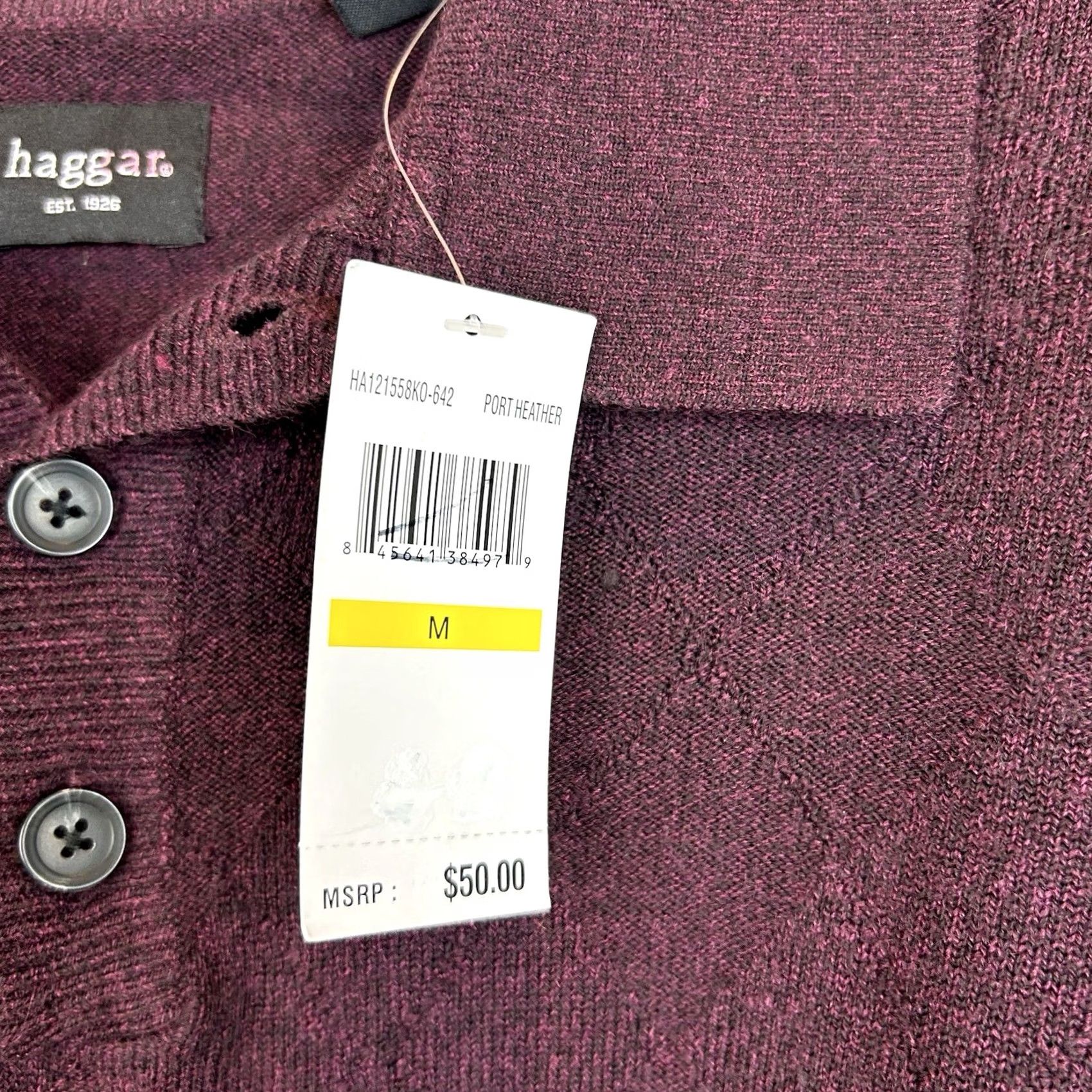 Haggar Haggar Collared Sweater Mens M Button Pullover Purple Knit New Regular Size US M / EU 48-50 / 2 - 6 Thumbnail