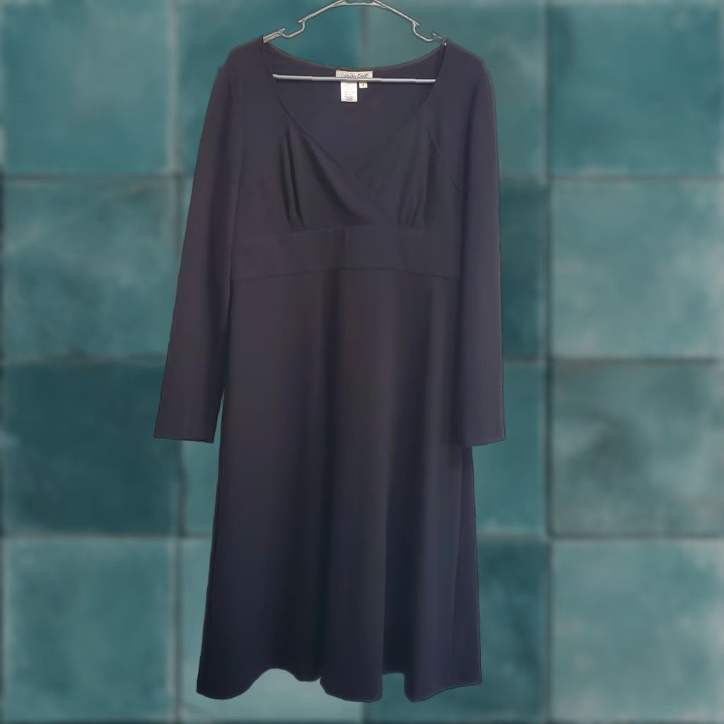 Coldwater Creek Coldwater Creek Dress Midi Black Long Sleeve Empire Waist V Neck Stretch Size 14 Size XL / US 12-14 / IT 48-50 - 1 Thumbnail