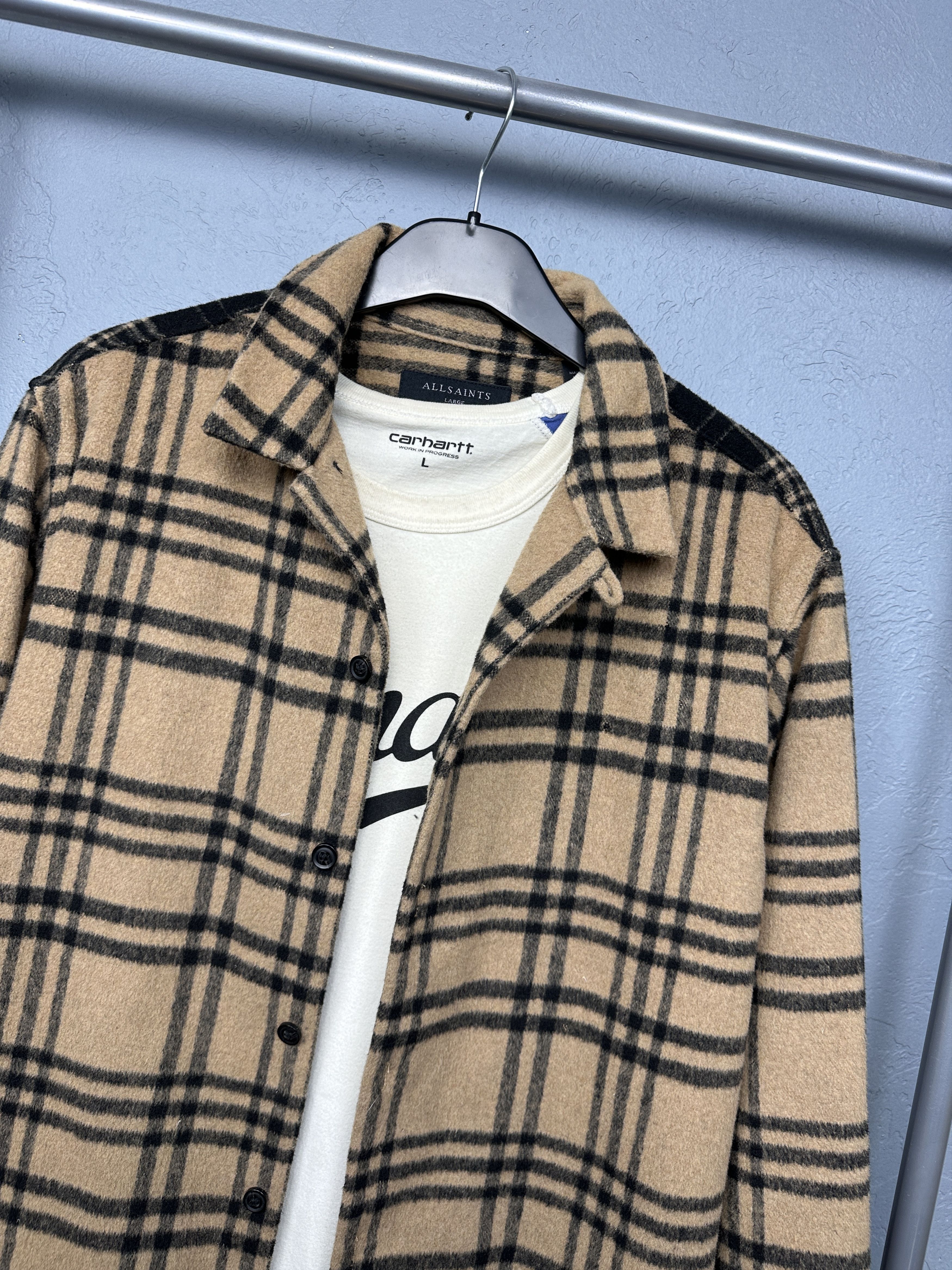 Allsaints Allsaints Mens Statland Wool Flannel Shirt Overshirt Jacket Size US L / EU 52-54 / 3 - 2 Thumbnail