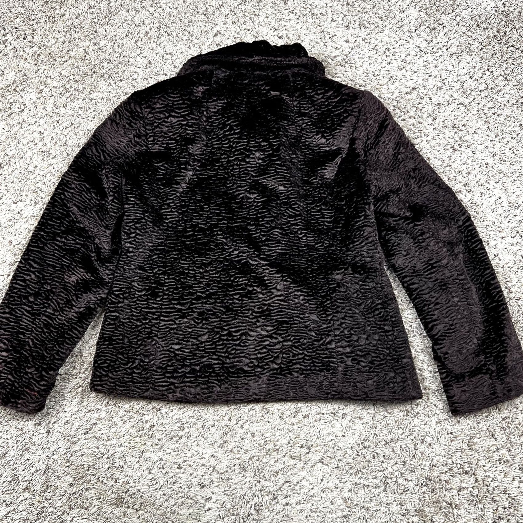 Vintage VINTAGE Gallery Women Coat Jacket Wavy Brown Soft Faux Fur Size M Black Lined Parka Winter Outdoor Womens Size M / US 6-8 / IT 42-44 - 3 Thumbnail