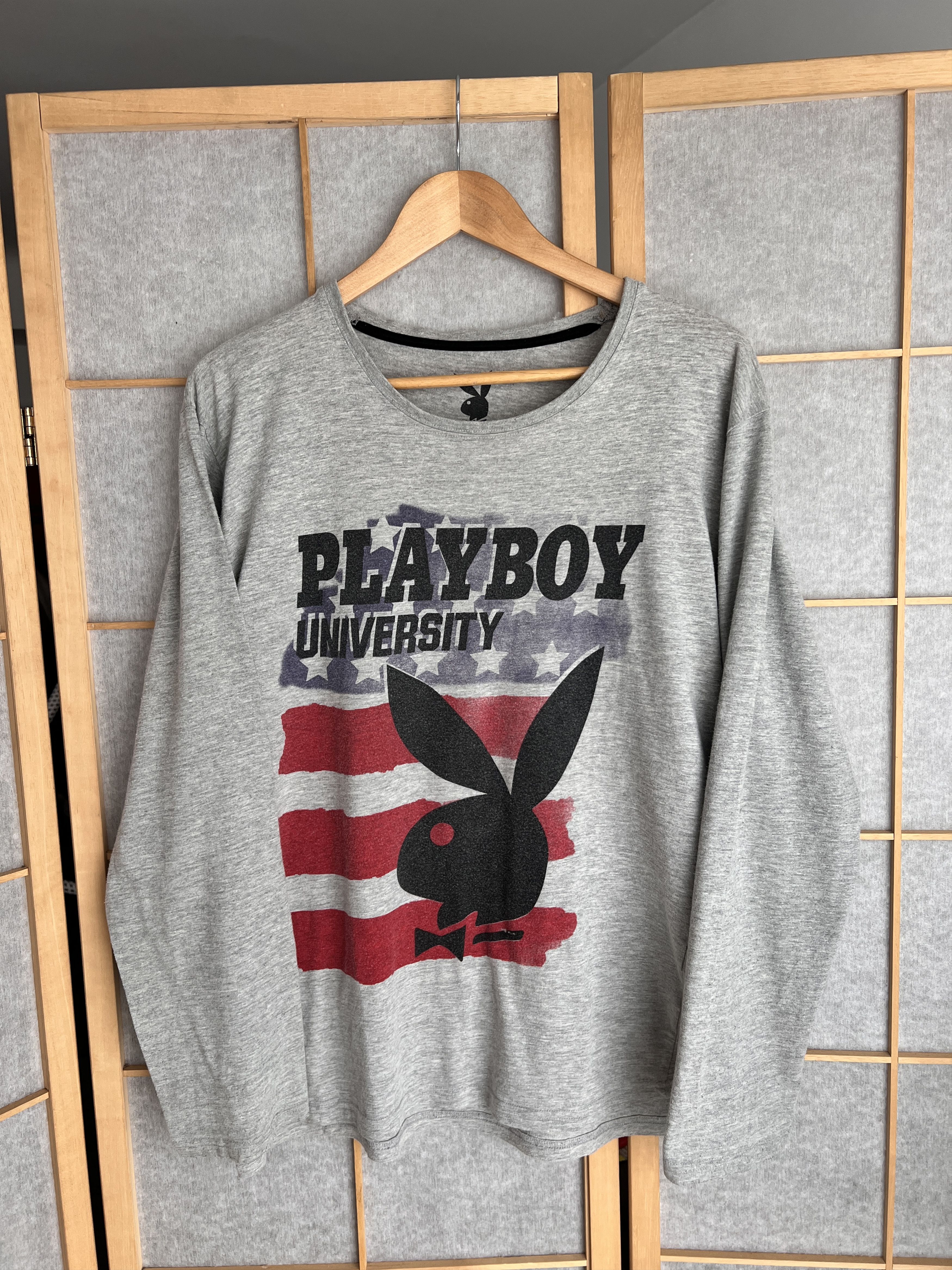 Playboy Indie sleaze Y2K Playboy USA longsleeve t shirt printed flag Size US L / EU 52-54 / 3 - 1 Thumbnail