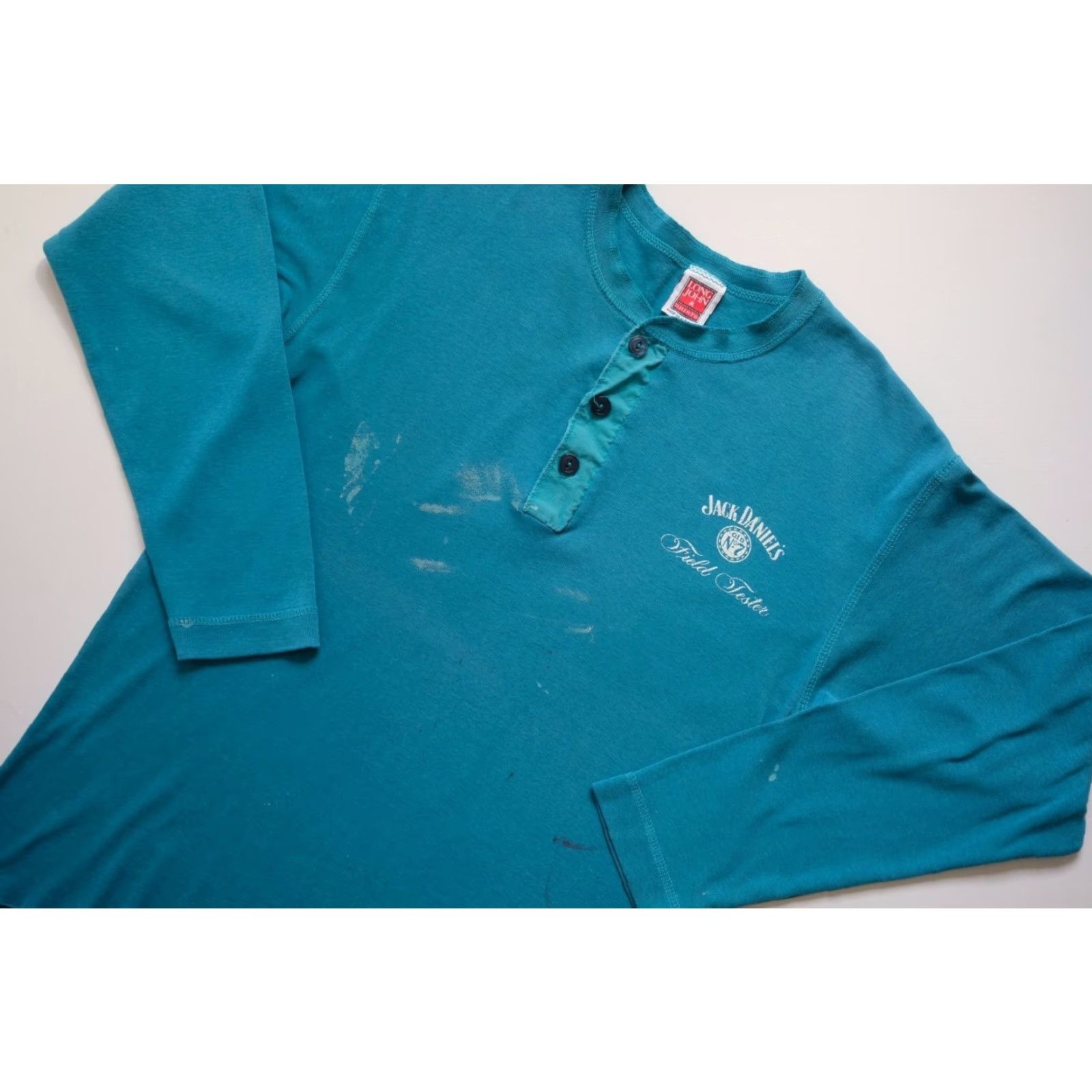 Vintage VINTAGE Long John T Shirt 80s USA MADE JACK DANIEL'S LIQUOR FIELD TASTER BLUE Crew Neck Short Sleeve SZ L Mens Size US L / EU 52-54 / 3 - 5 Thumbnail