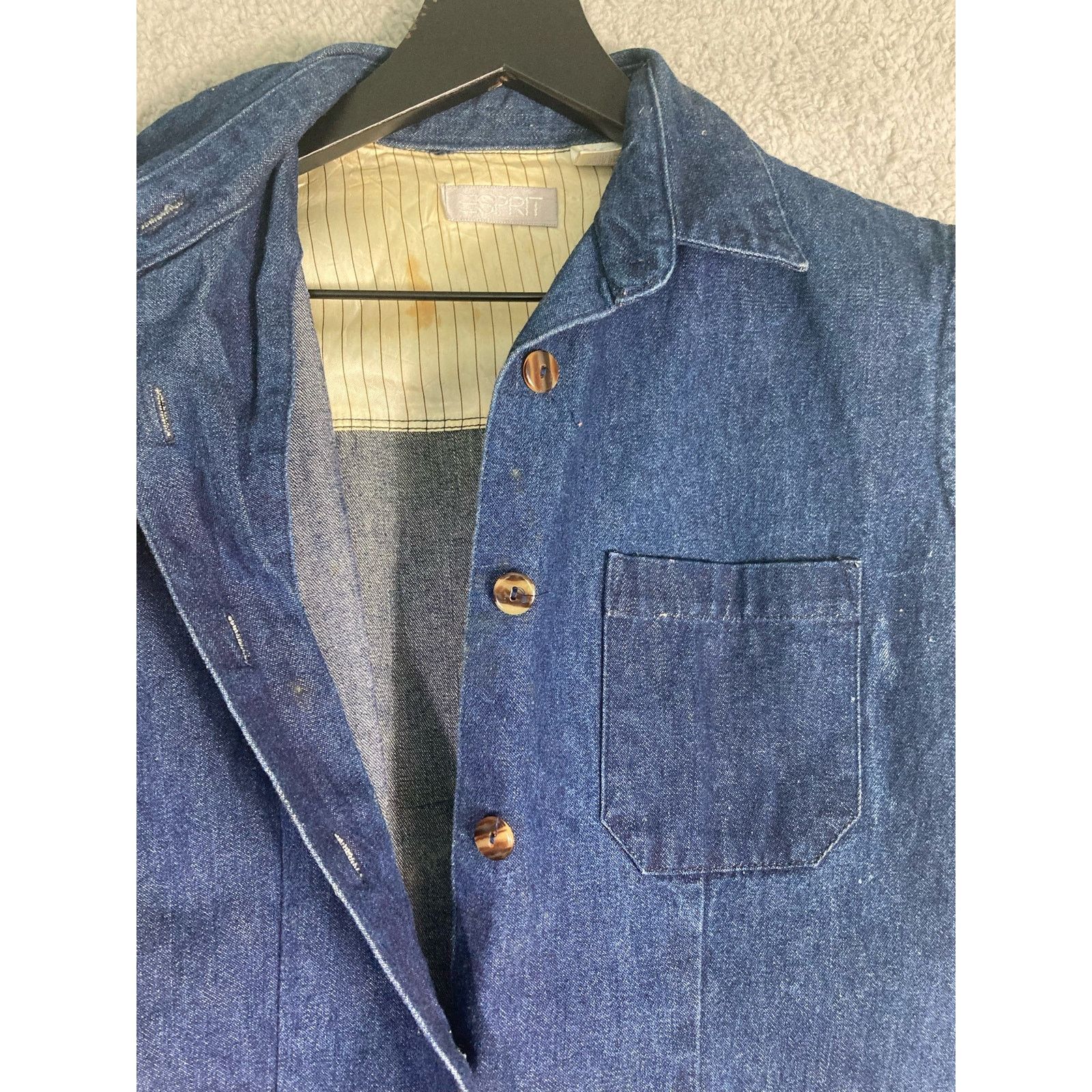 Esprit Vintage Denim Dress Women's 8 Blue Knee Length Sleeveless Size M / US 6-8 / IT 42-44 - 5 Thumbnail
