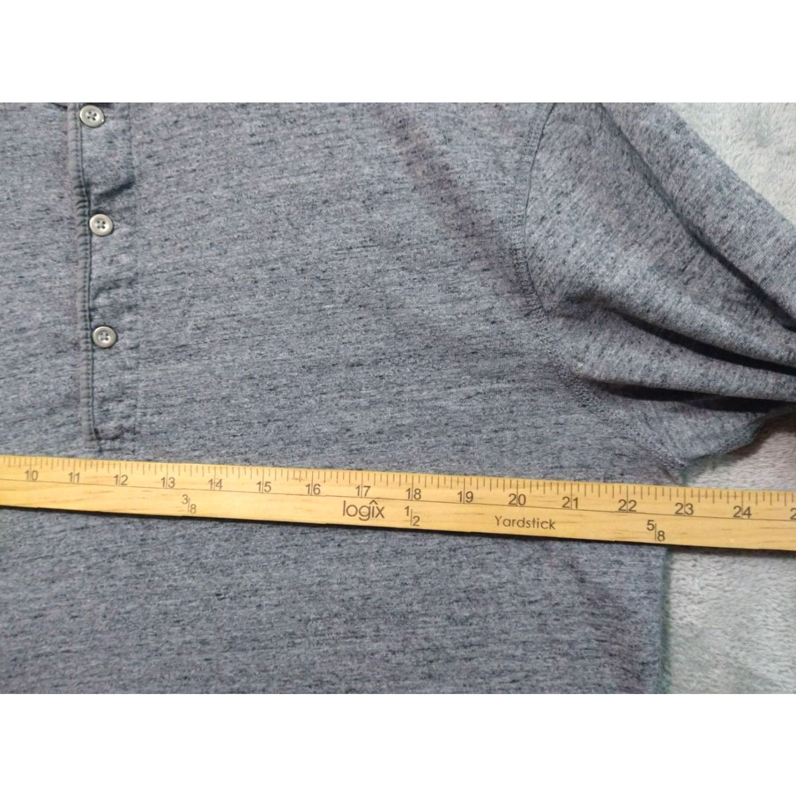 J.Crew J.CREW Mens XL Gray Heathered Henley Long Sleeve Shirt Cotton Polyester Knit Pullover Casual T-Shirt Size US XL / EU 56 / 4 - 4 Thumbnail
