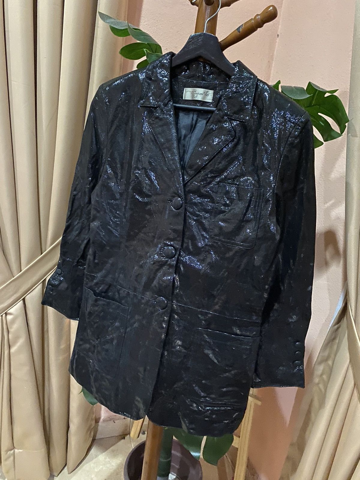 Japanese Brand Rare Megumi Nō Black Sequin Blazer – Vintage French Lambskin Size M / US 6-8 / IT 42-44 - 2 Thumbnail