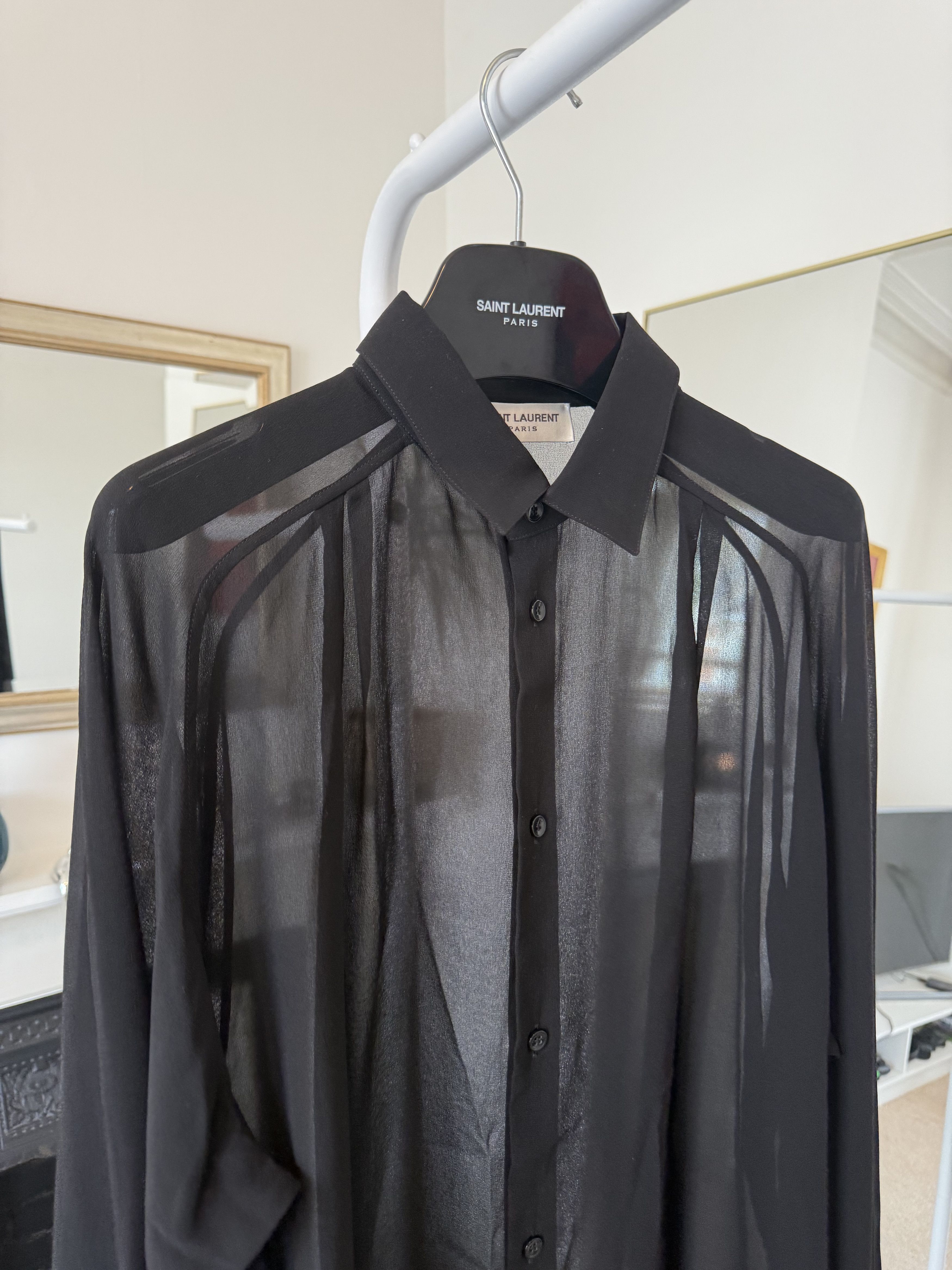 Saint Laurent Paris SS23 Saint Laurent Silk Black See-Through Shirt Size US M / EU 48-50 / 2 - 7 Thumbnail