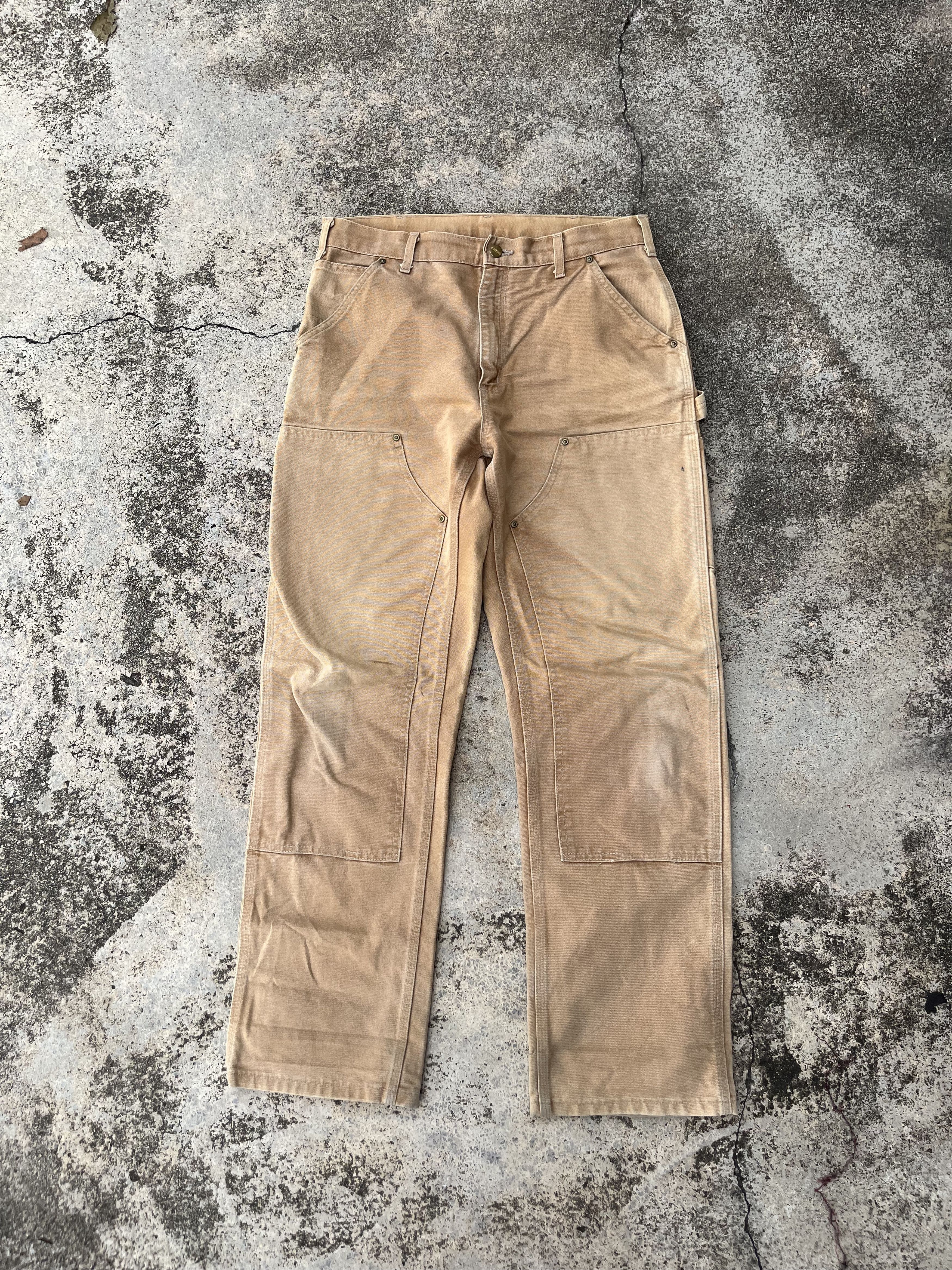 Carhartt Carhatt Double Knee Dungaree Sun Faded Distressed Pants Size US 34 / EU 50 - 2 Thumbnail
