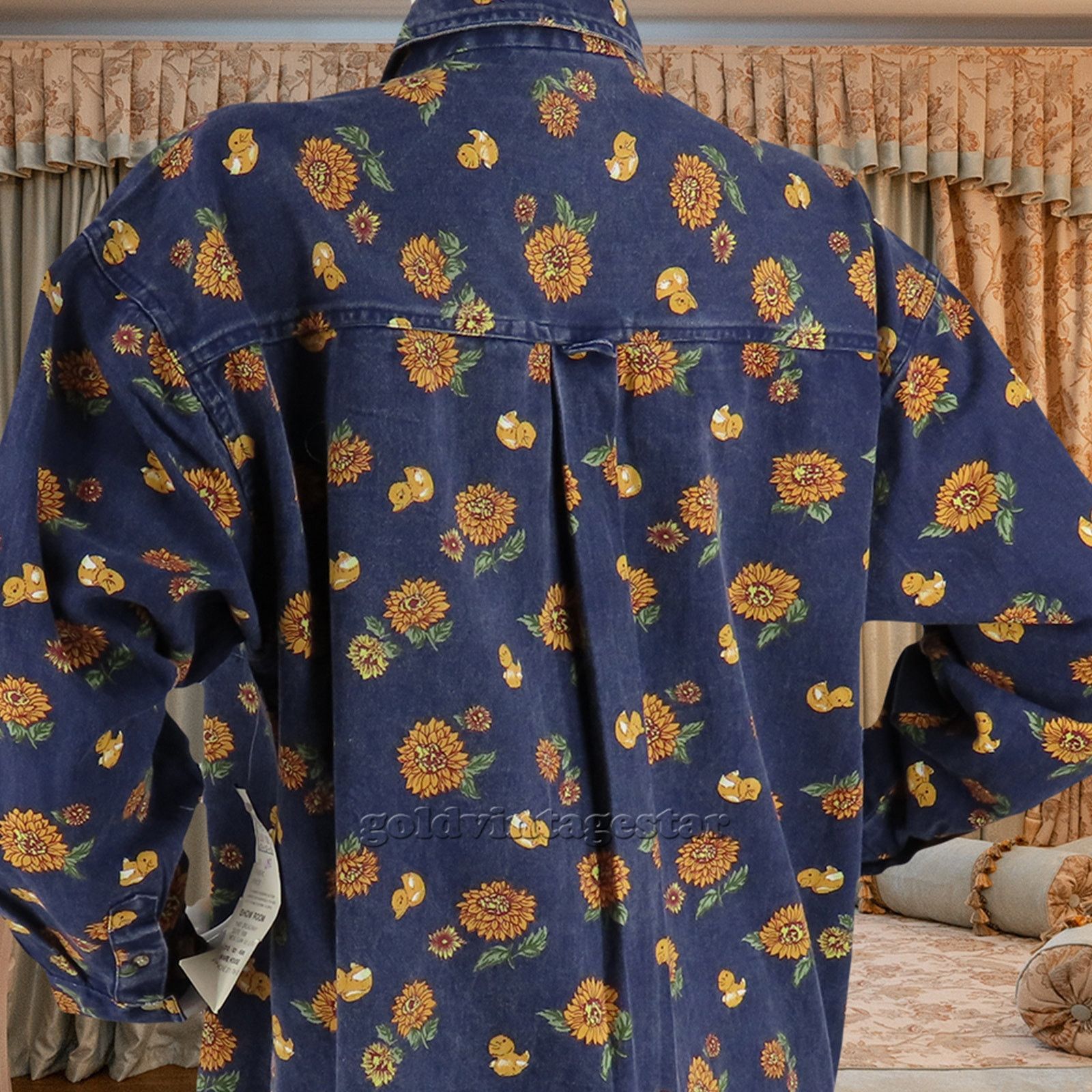 Other 90s Vintage Sunflower Duck Print Denim Shirt L Size L / US 10 / IT 46 - 11 Thumbnail