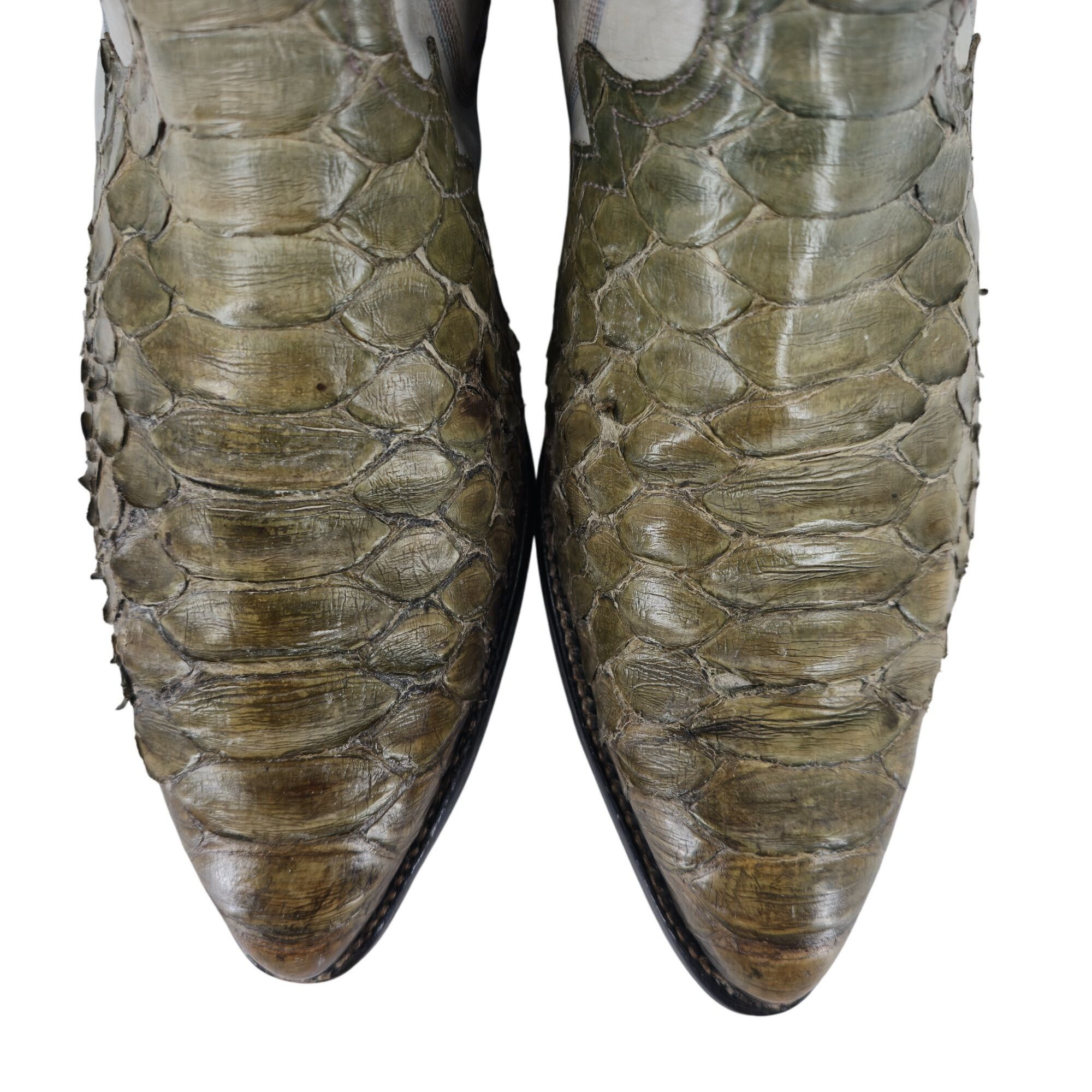 Larry Mahan Vintage Larry Mahan Mens 11.5D Giant Python Distressed Snake Size US 11.5 / EU 44-45 - 2 Thumbnail