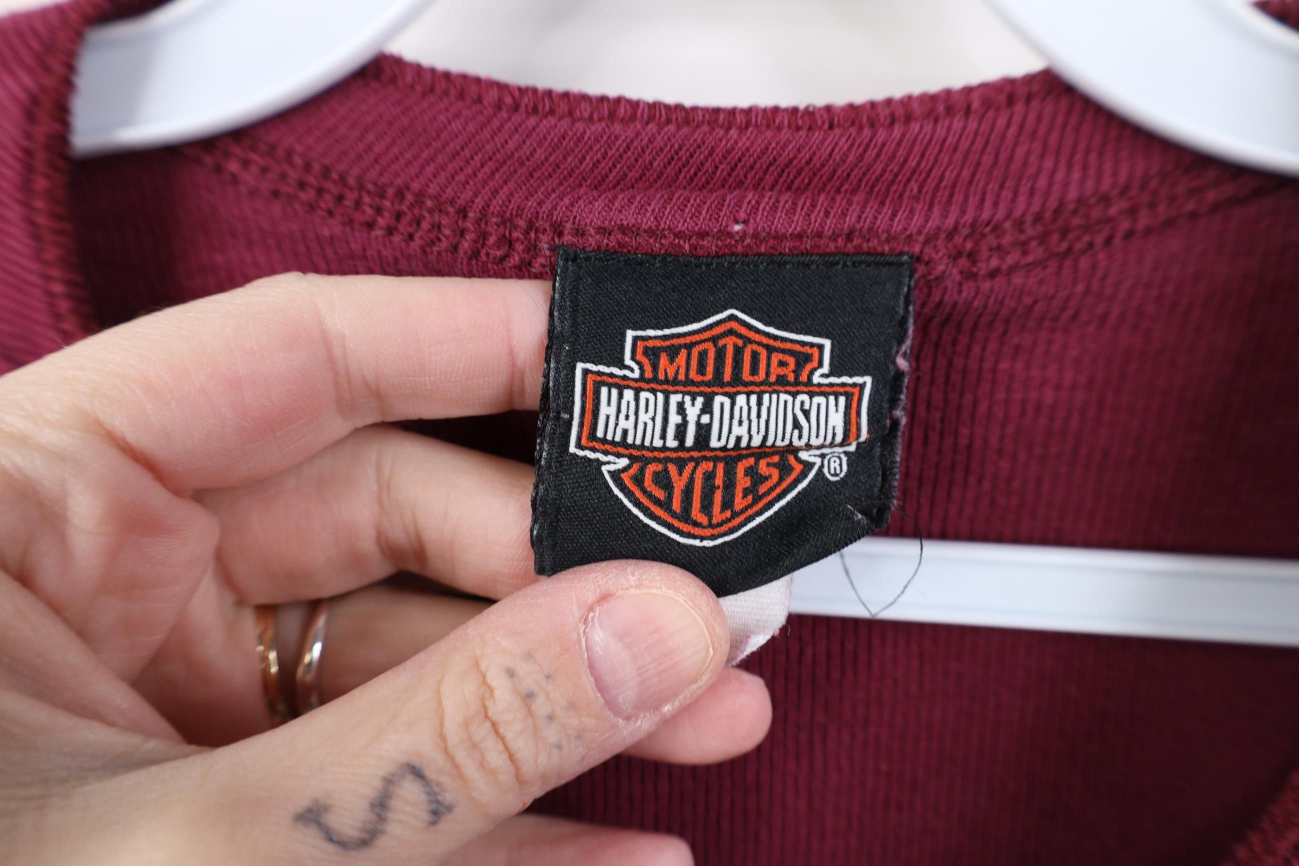 Harley Davidson Vintage 90s Harley Davidson Ribbed Knit Henley T-Shirt USA Size US L / EU 52-54 / 3 - 11 Thumbnail