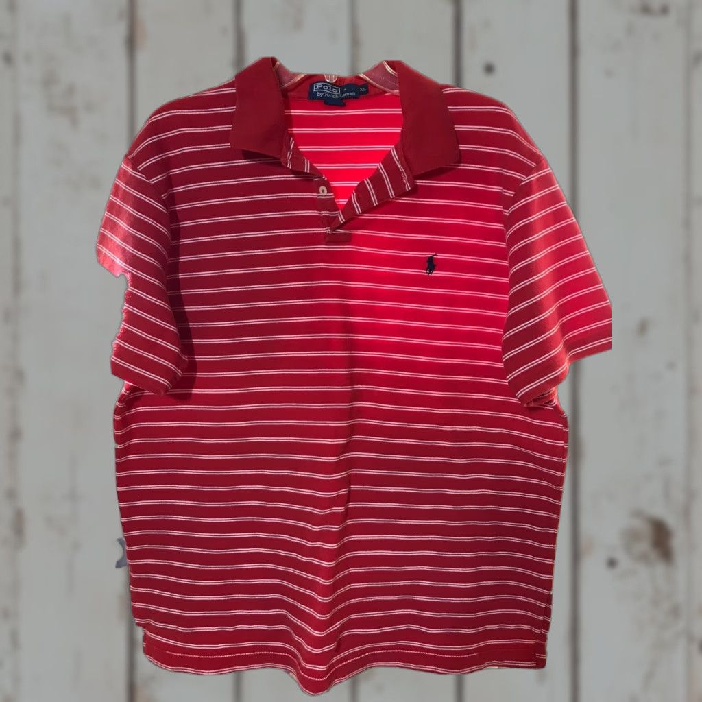 Ralph Lauren Ralph Lauren Striped Polo Shirt Mens Size XL Red/White 100% Cotton Casual Workwear Size US XL / EU 56 / 4 - 1 Thumbnail