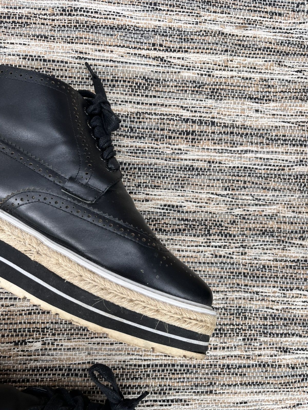 Prada Rare Prada Brogue Platform Sneakers Black Leather Luxury Y2K Size US 8 / IT 38 - 9 Thumbnail