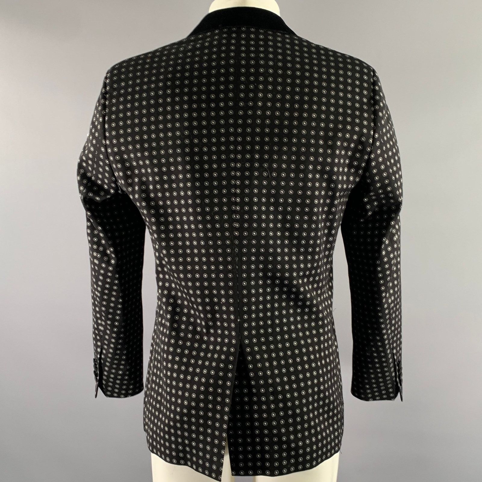 Dolce & Gabbana DOLCE & GABBANA 40 Black White Dot Cotton Tuxedo Sport Coat Size 40R - 4 Thumbnail