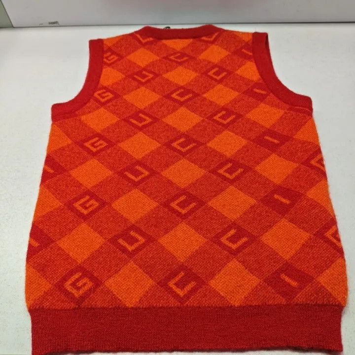 Other Gucci V-Neck Plaid Women's Vest in Orange-2507 Size XS / US 0-2 / IT 36-38 - 5 Thumbnail