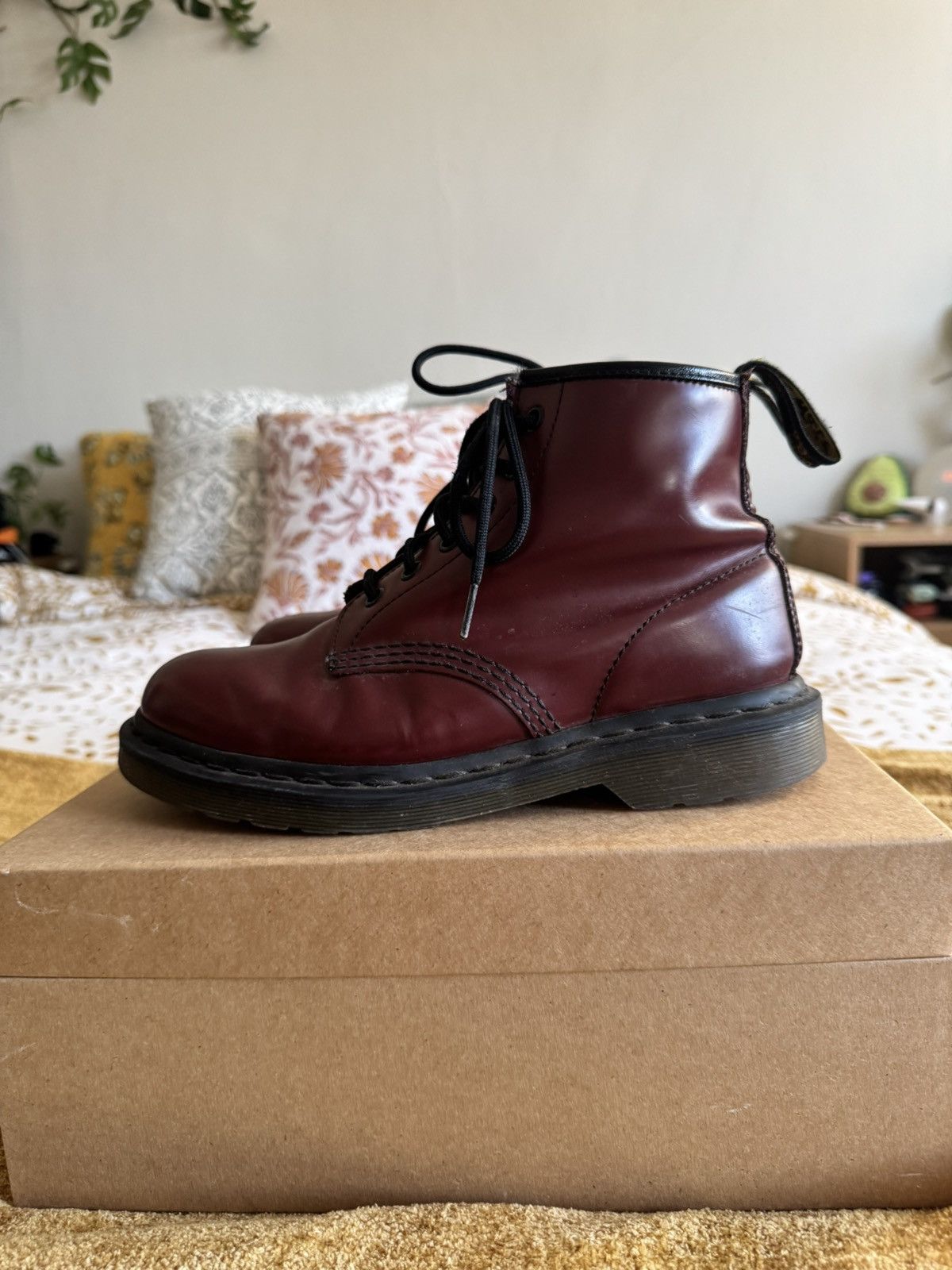 Dr. Martens Dr. Martens 1460 Oxblood Boots 🍒 Rare Black Stitching Size US 7 / EU 40 - 1 Thumbnail