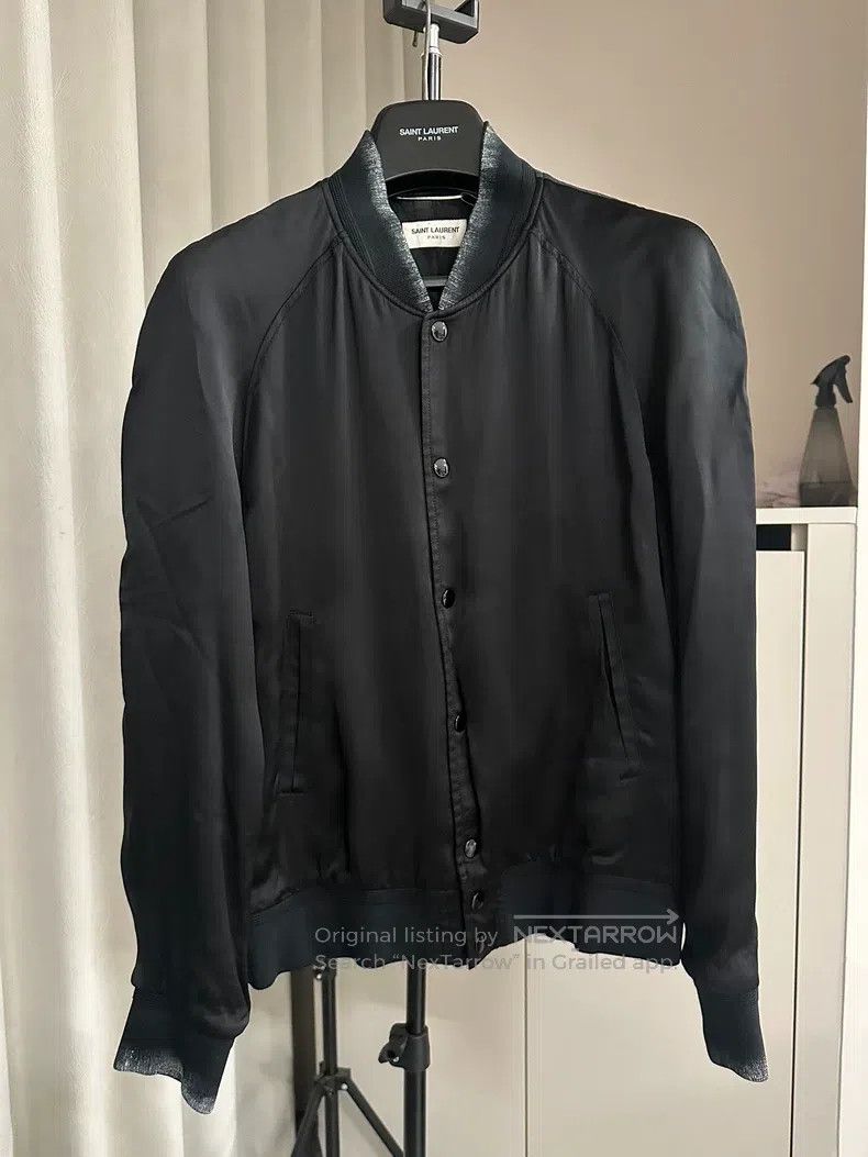 Saint Laurent Paris Saint Laurent Paris Sea Moon Silky Baseball Jacket Size US L / EU 52-54 / 3 - 2 Thumbnail