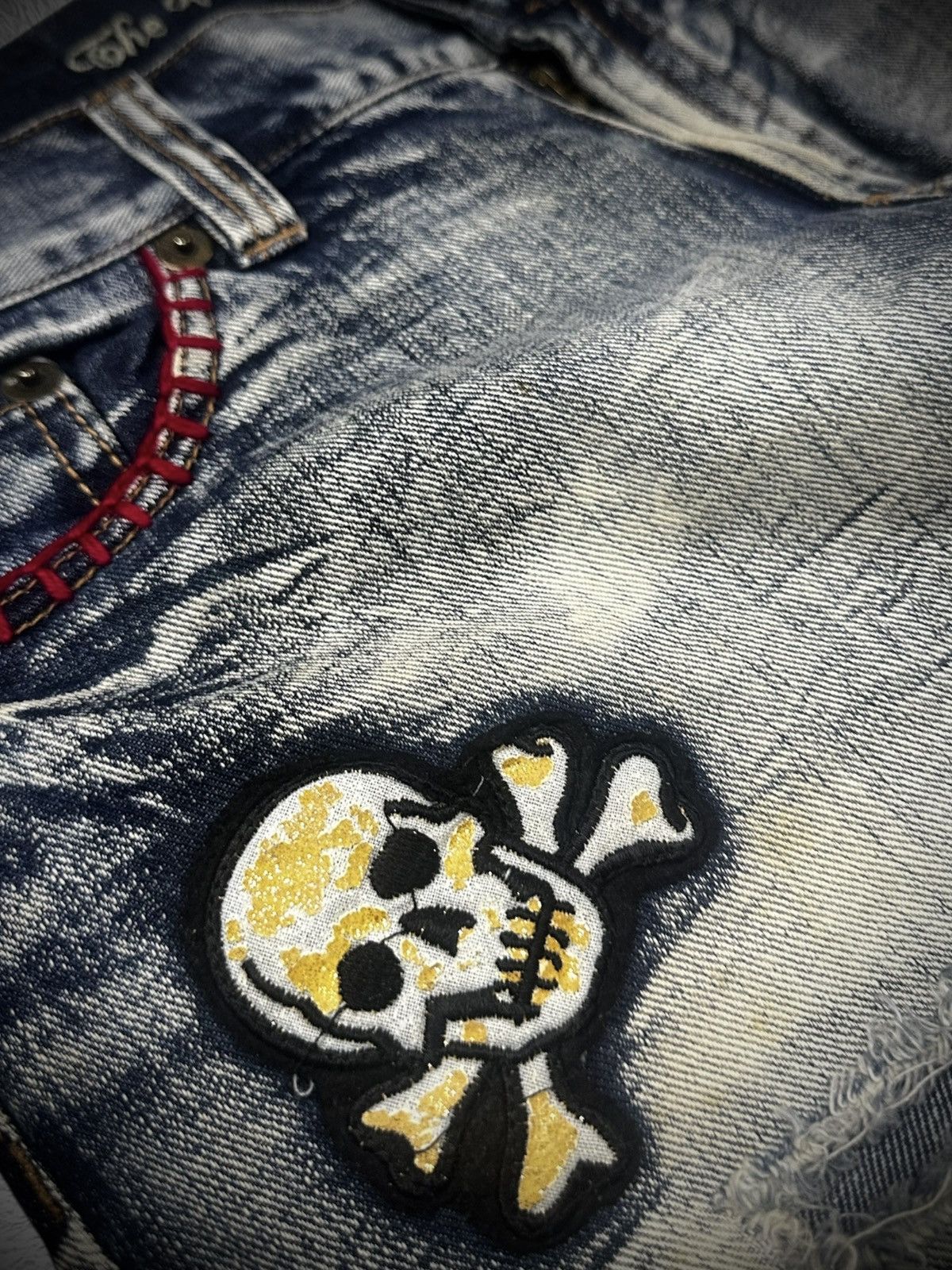 Japanese Brand 💥rare💥 japanese brand Sky Bomber Distressed Patchwork Denim Size US 33 - 4 Thumbnail
