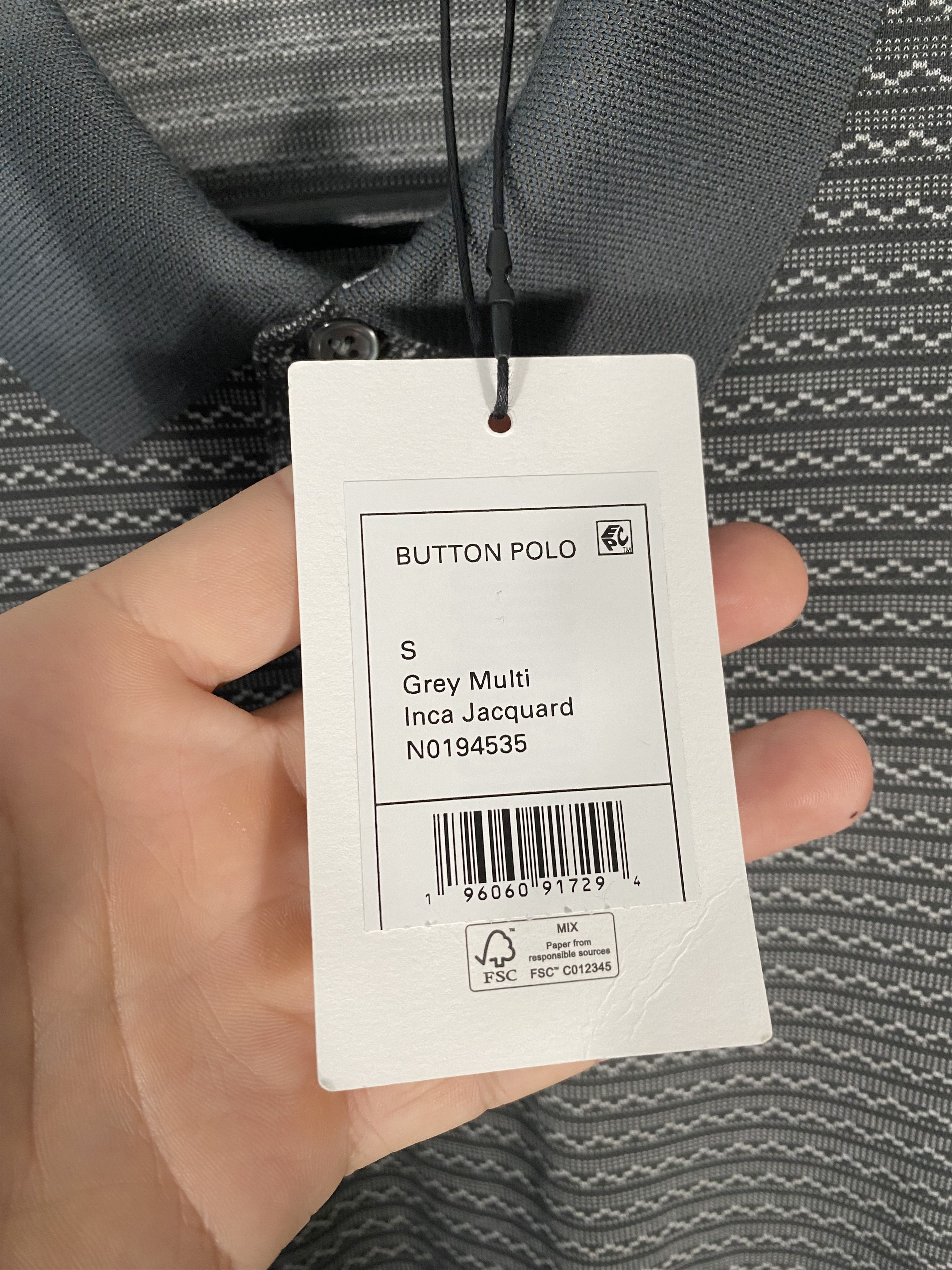 Theory New Theory Grey Multi Inca Jacquard Polo Shirt Size S Size US S / EU 44-46 / 1 - 4 Thumbnail