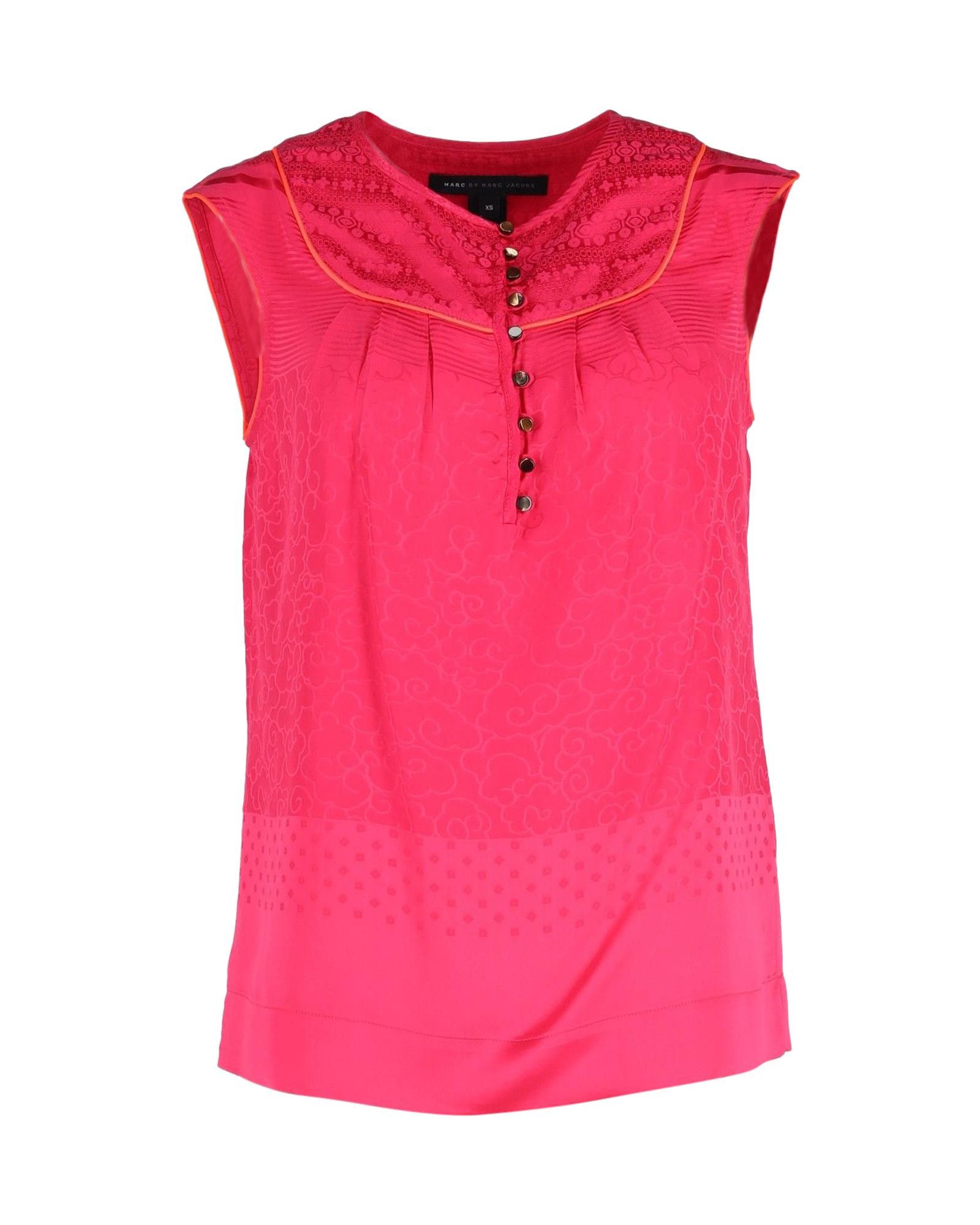 image of Marc Jacobs Textured Silk Sleeveless Buttoned Top In Vibrant Fuchsia in Pink, Women's (Size XS)