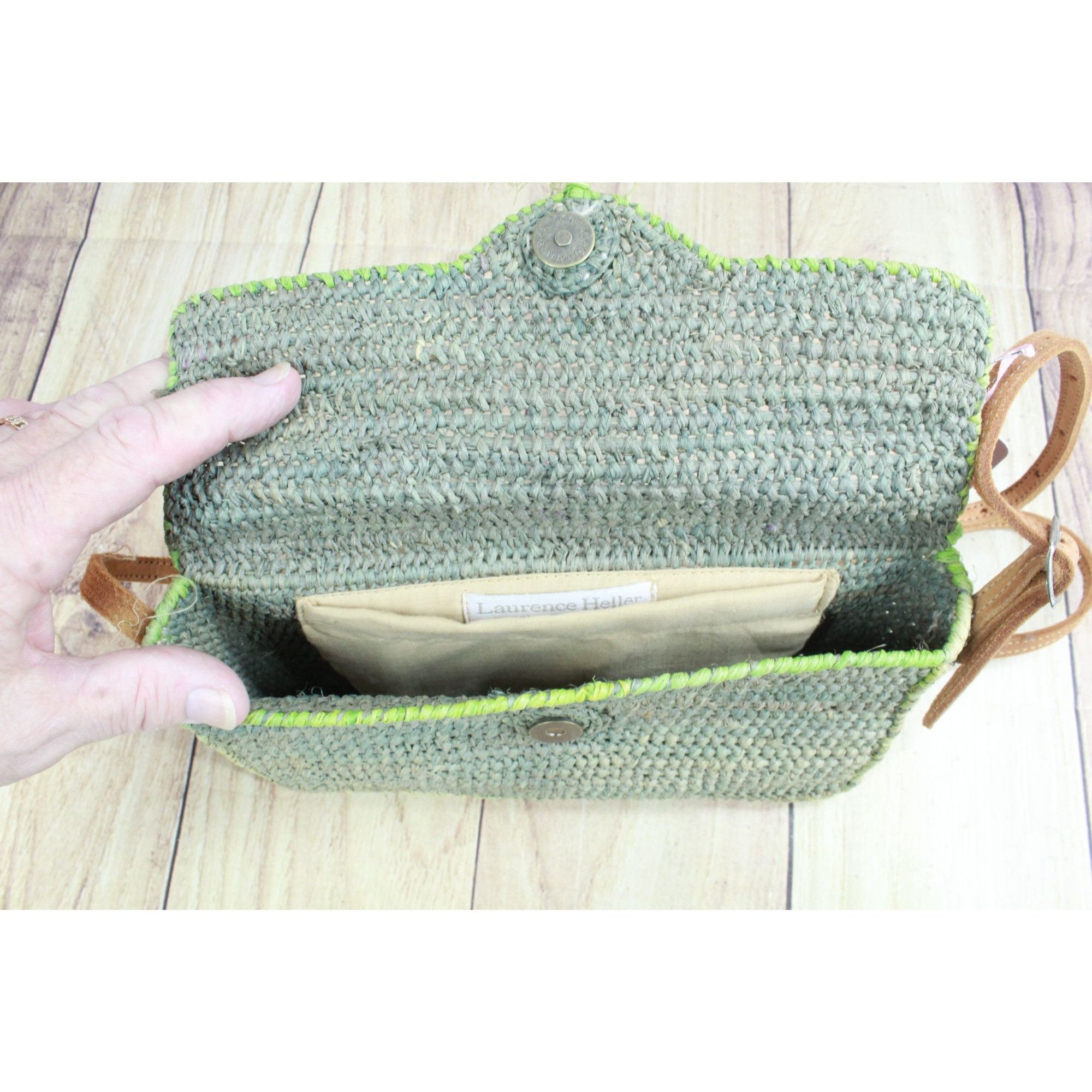 Other Laurence Heller Women's Raffia Crochet Crossbody Bag Green Size ONE SIZE - 7 Thumbnail