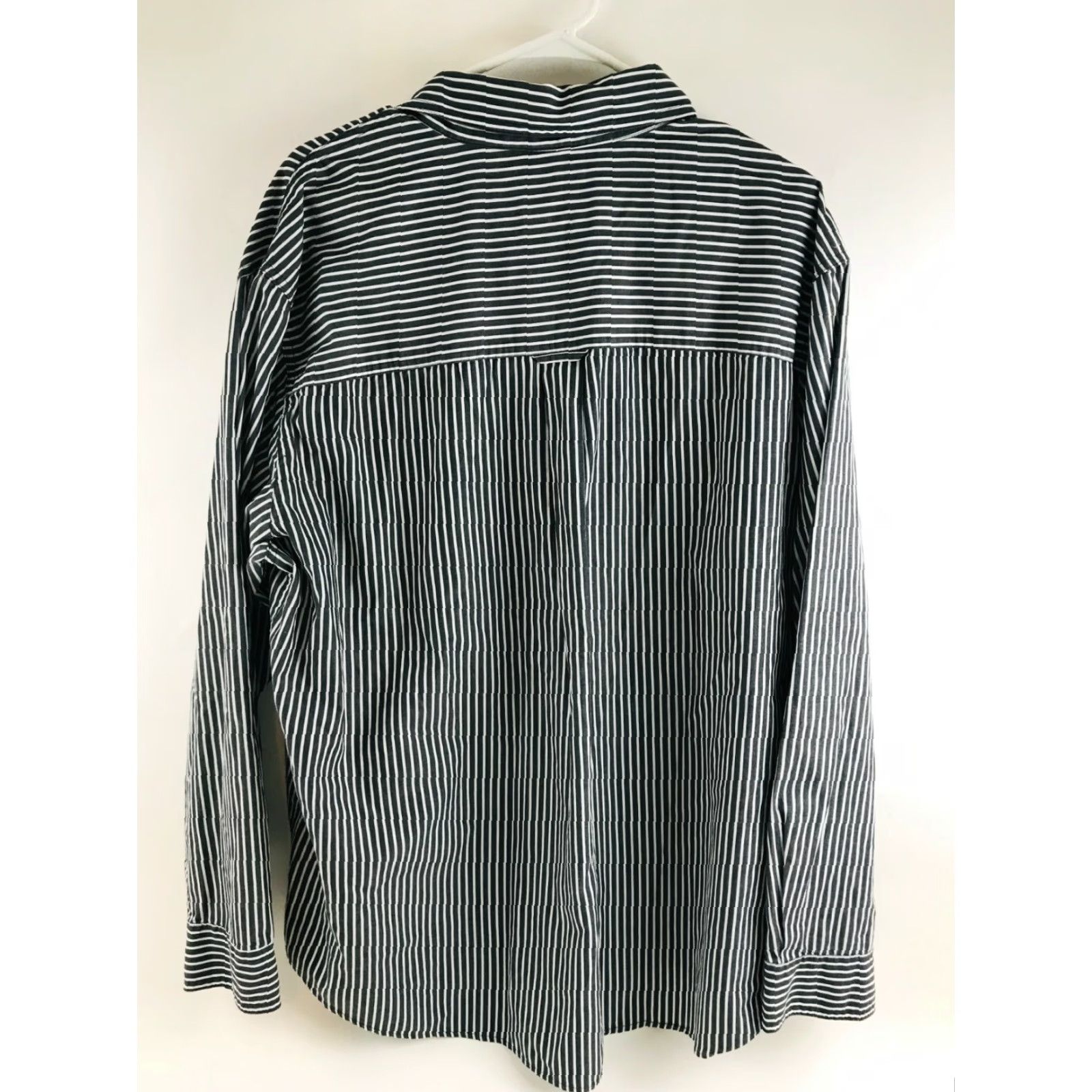 Chaps Chaps Shirt Men's XXL Casual Button-Down Long Sleeve Logo Pocket Striped Gray Cotton Polyester Size US XXL / EU 58 / 5 - 2 Thumbnail