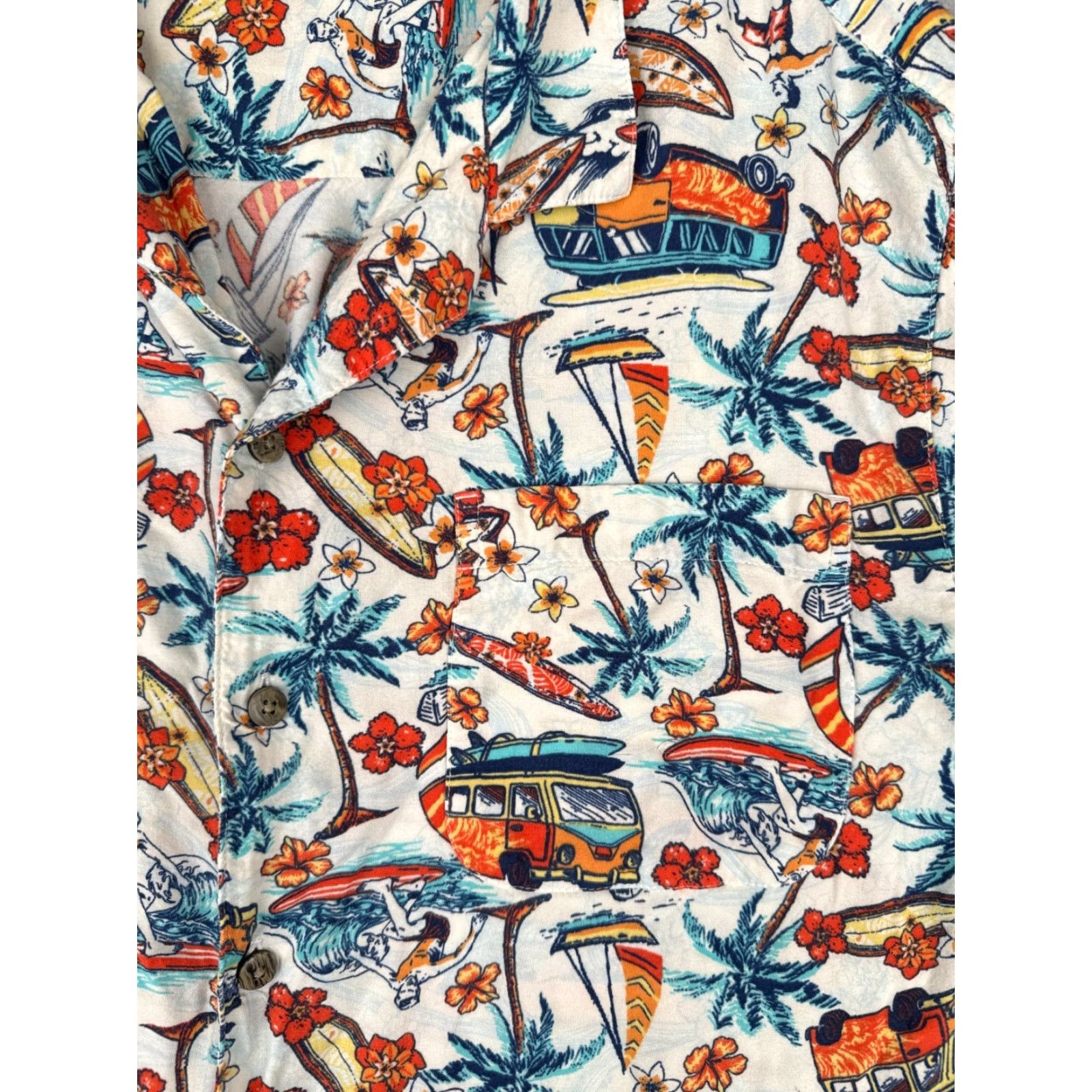 George George Shirt Men Extra Large White Floral Palm RV Surfer Hawaiian 100% Rayon Size US XL / EU 56 / 4 - 6 Thumbnail