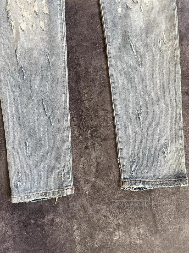Balmain BALMAIN Blue Washed Large Destroyed Faded Denim Jeans Size US 32 / EU 48 - 4 Thumbnail