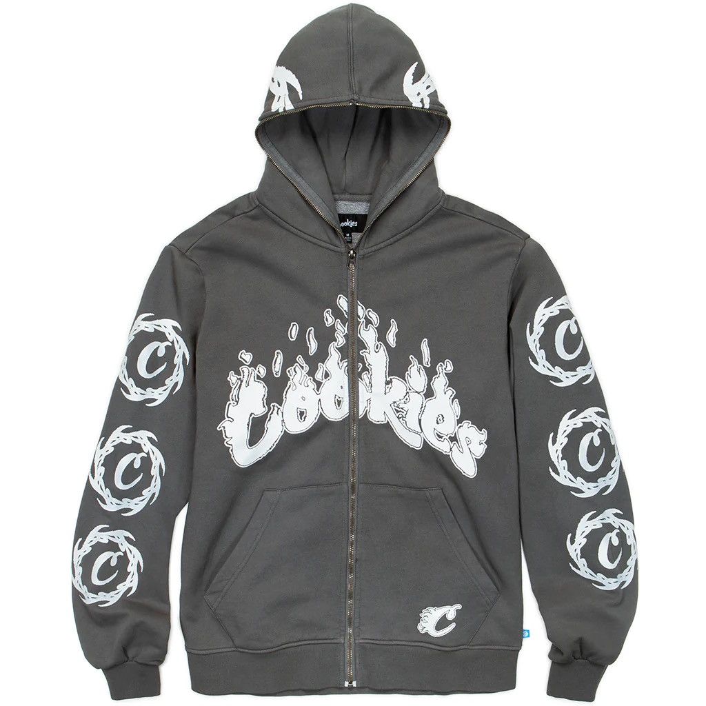 Image of Cookies Full Zip Hoodie in Pigment Grey, Men's (Size 2XL)