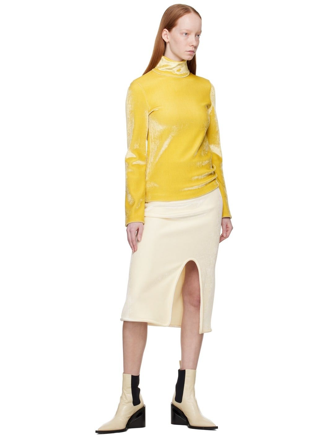 Jil Sander o1y1025 Midi Skirt in Ivory Size 25" / US 0 / IT 36 - 4 Thumbnail