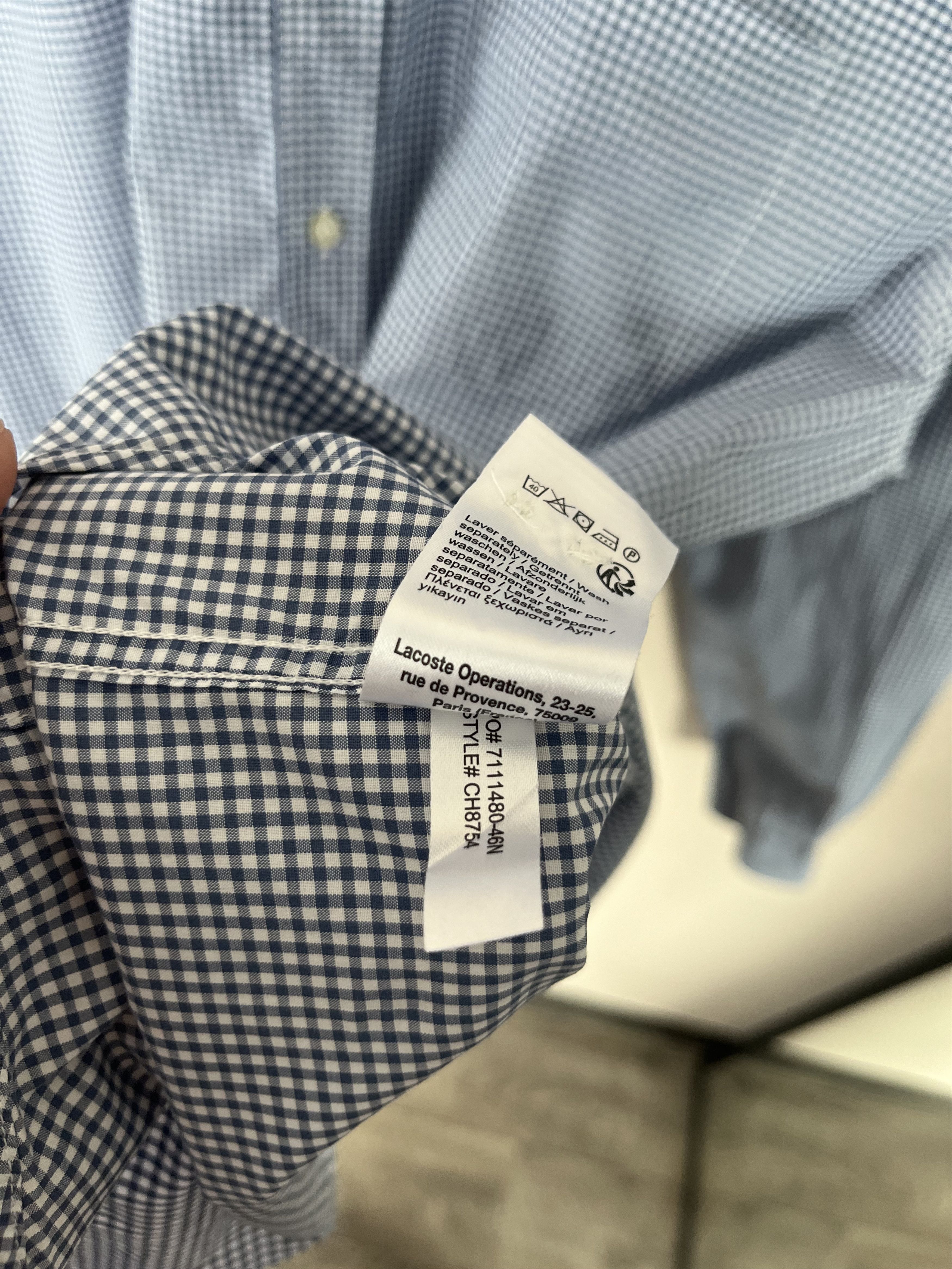 Lacoste Lacoste Check Button Down Shirt Longsleeve Classic Fit Size US XL / EU 56 / 4 - 7 Thumbnail
