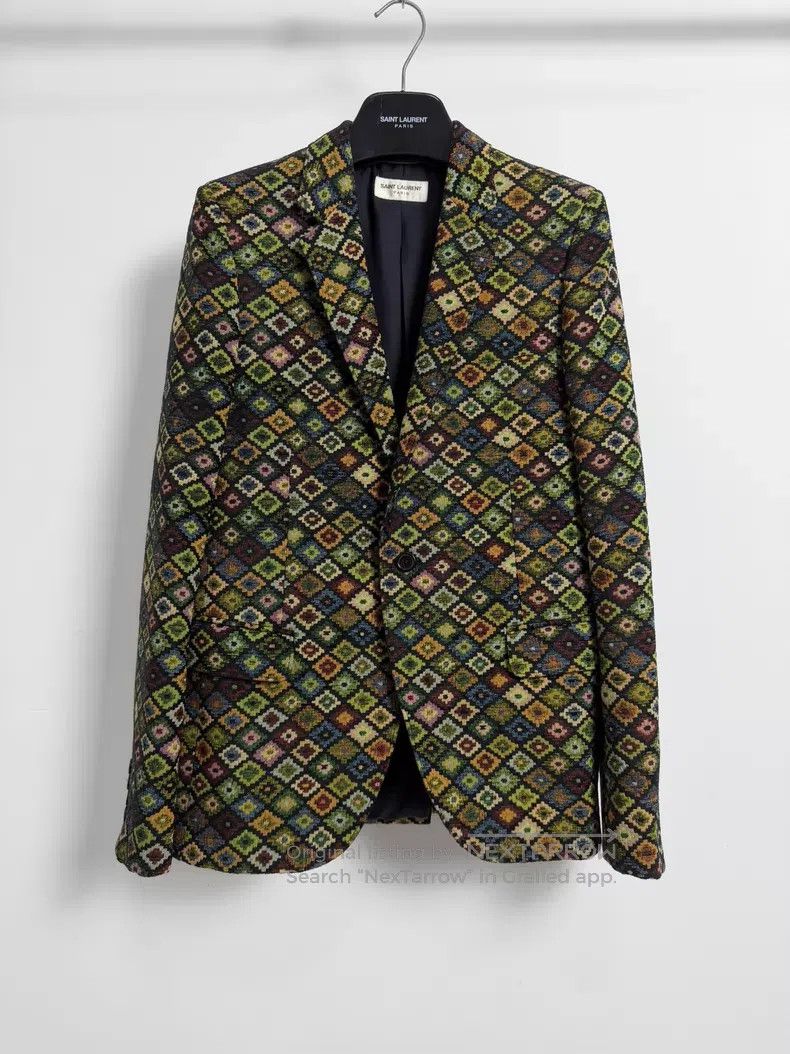 Saint Laurent Paris Saint Laurent Paris Geometric Diamond Colorful Jacquard Su Size US S / EU 44-46 / 1 - 1 Thumbnail