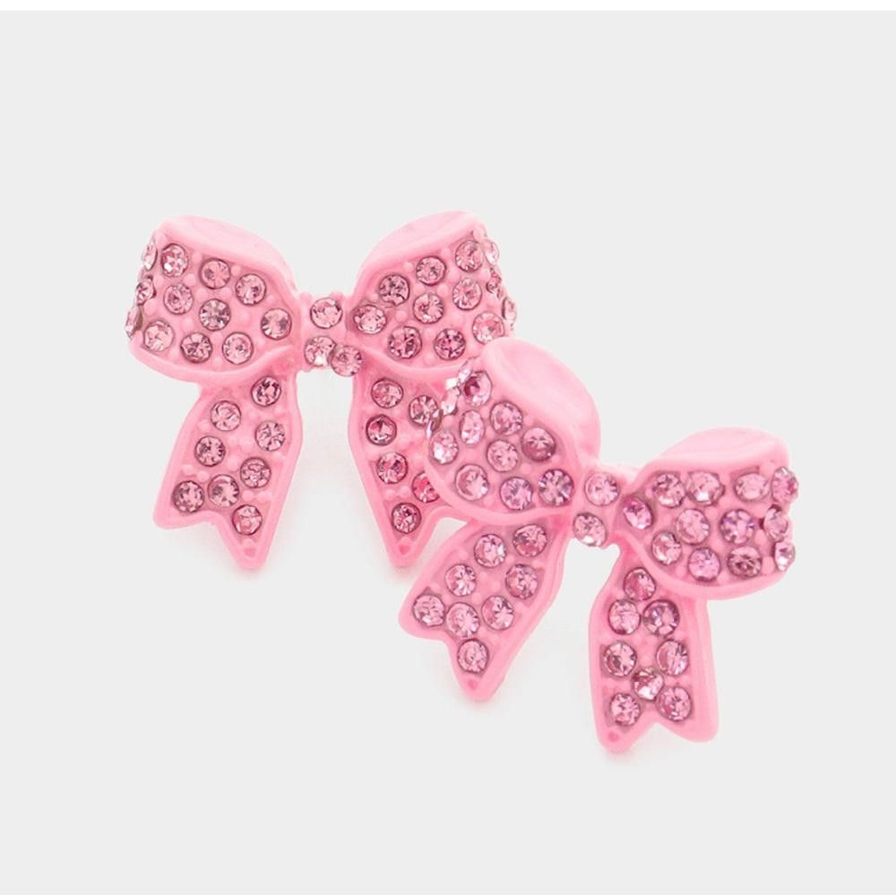 Designer Barbie pink bow earrings Size ONE SIZE - 1 Preview