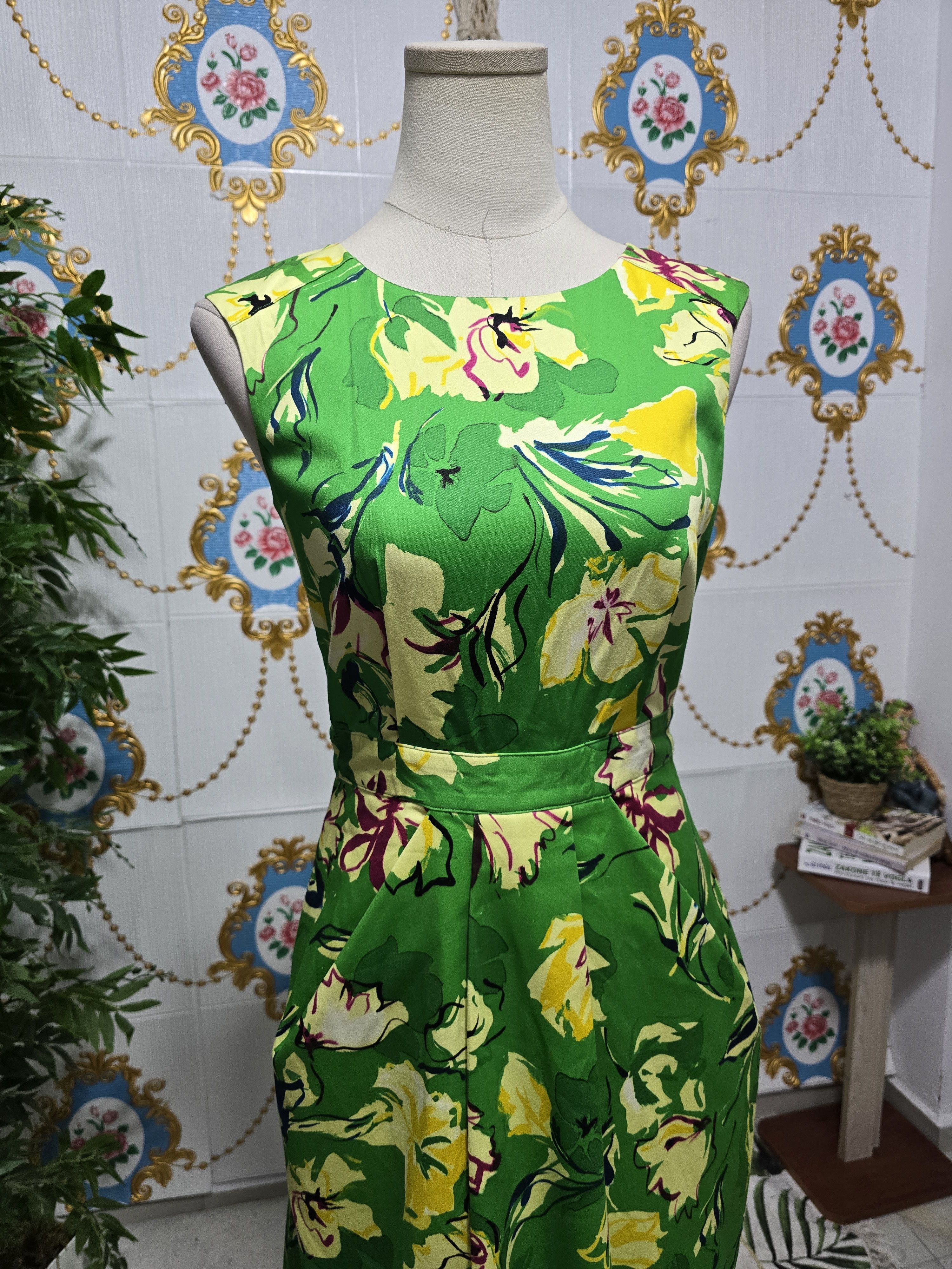 Blumarine BLUMARINE Blugirl green floral print casual cotton dress. Size M / US 6-8 / IT 42-44 - 2 Thumbnail