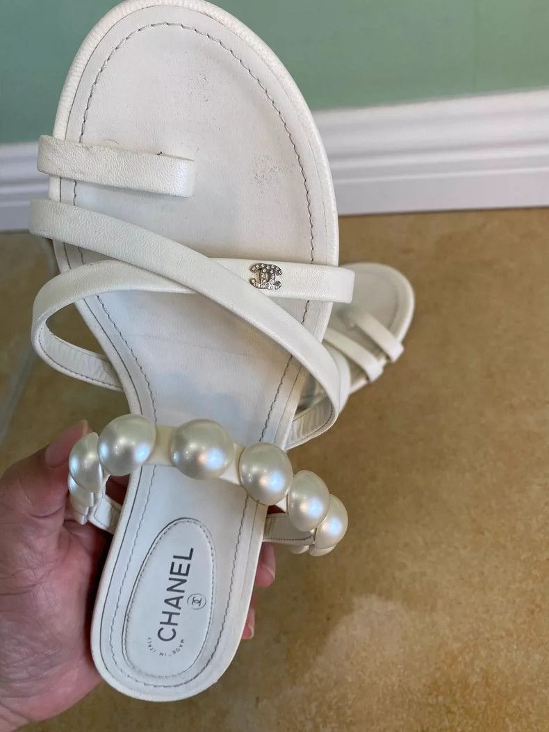 Chanel Chanel Double C Logo Pearl Sandals -2505 Size US 10 / EU 43 - 2 Thumbnail