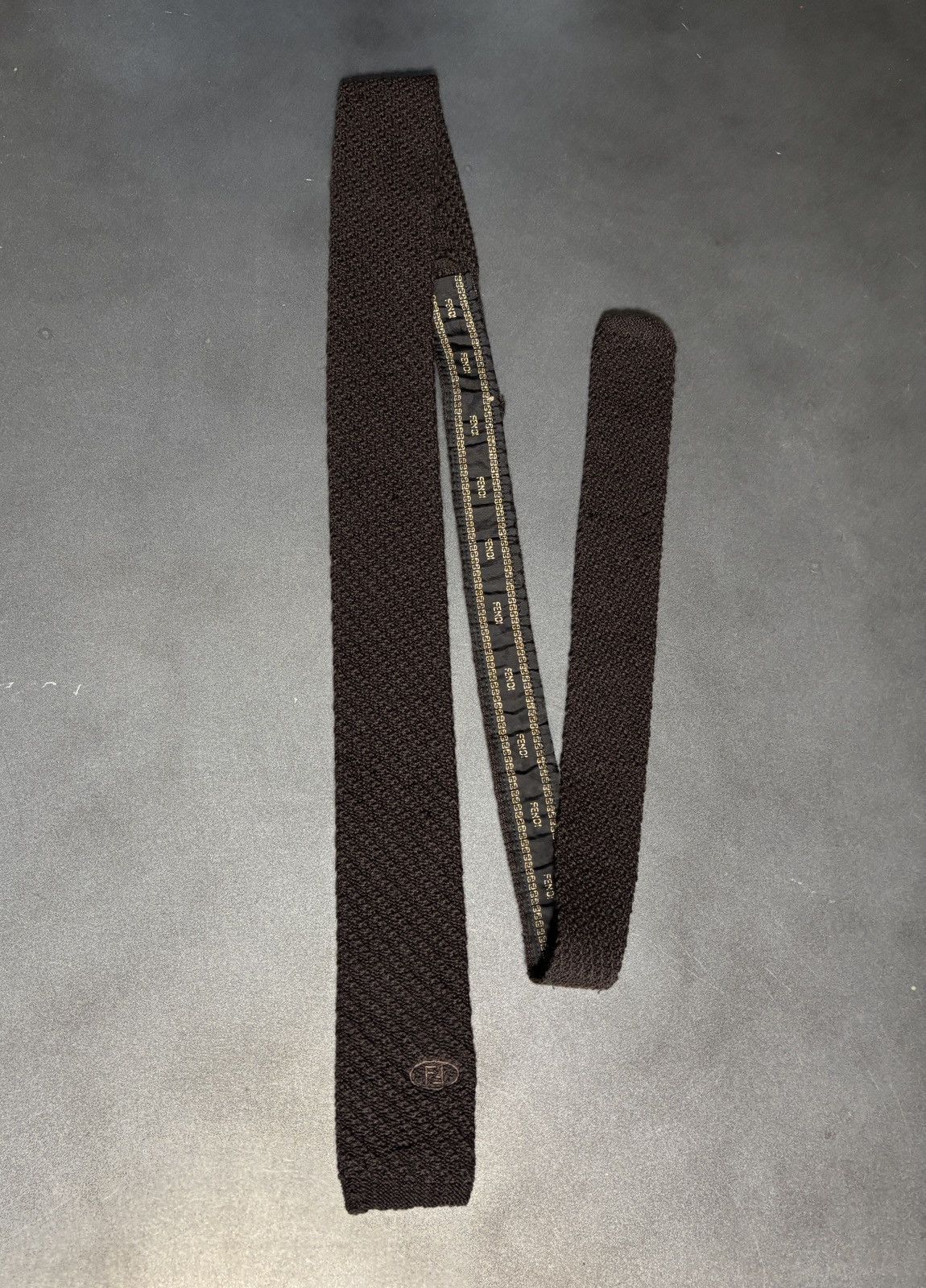 Fendi Vintage Fendi Tie Knit Wool Straight Bar Necktie Flat Top Size ONE SIZE - 3 Thumbnail