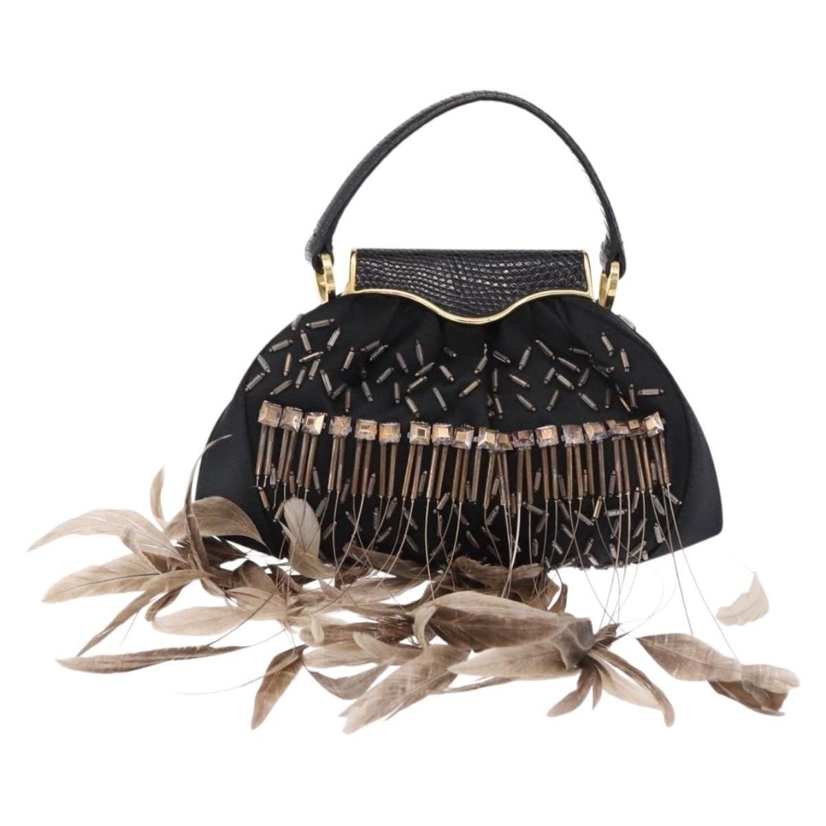 Bvlgari Bvlgari Feather Handbag Black Silk Size ONE SIZE - 1 Thumbnail