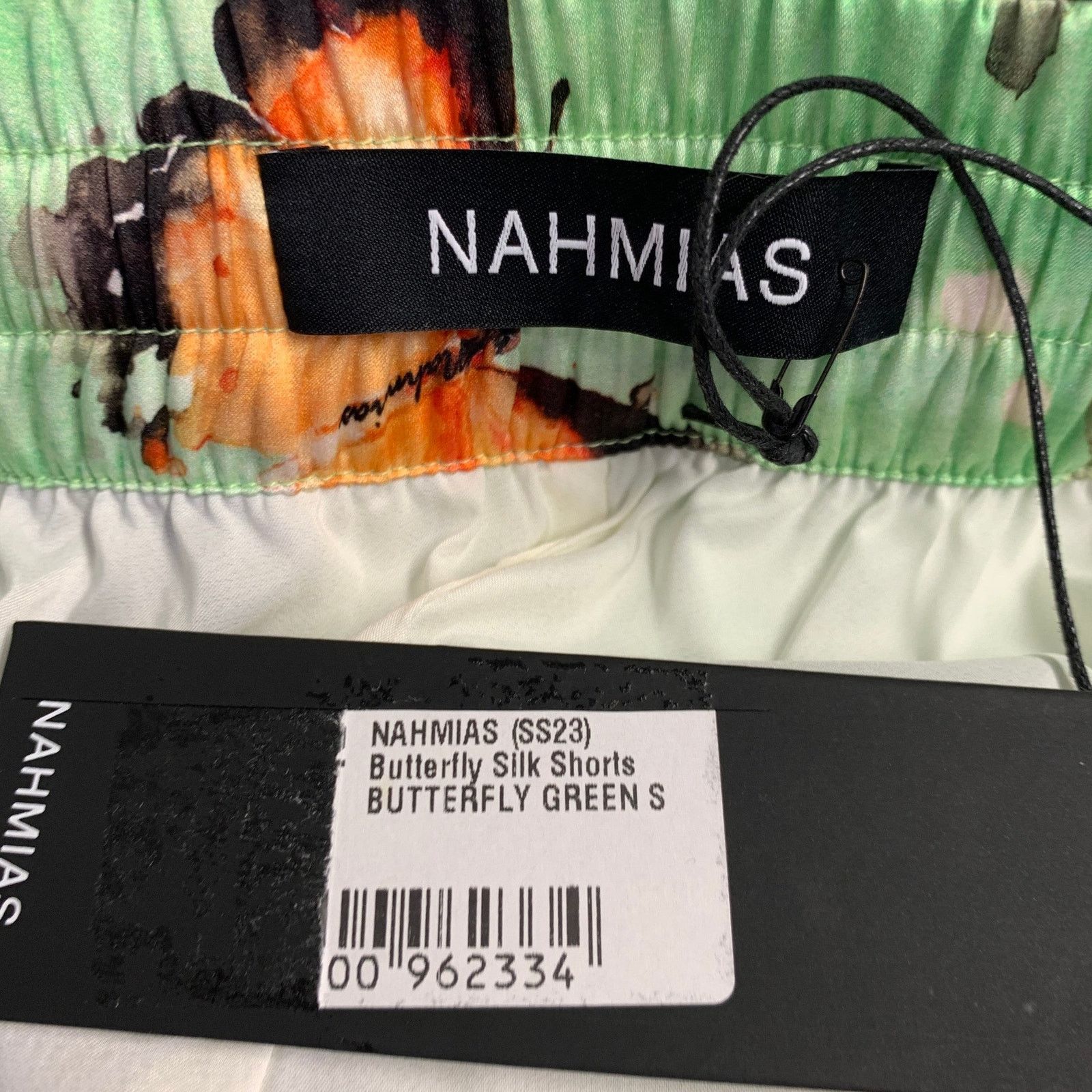 Nahmias Green Multi Color Print Silk Butterfly Drawstring Shorts Size US 28 / EU 44 - 3 Thumbnail