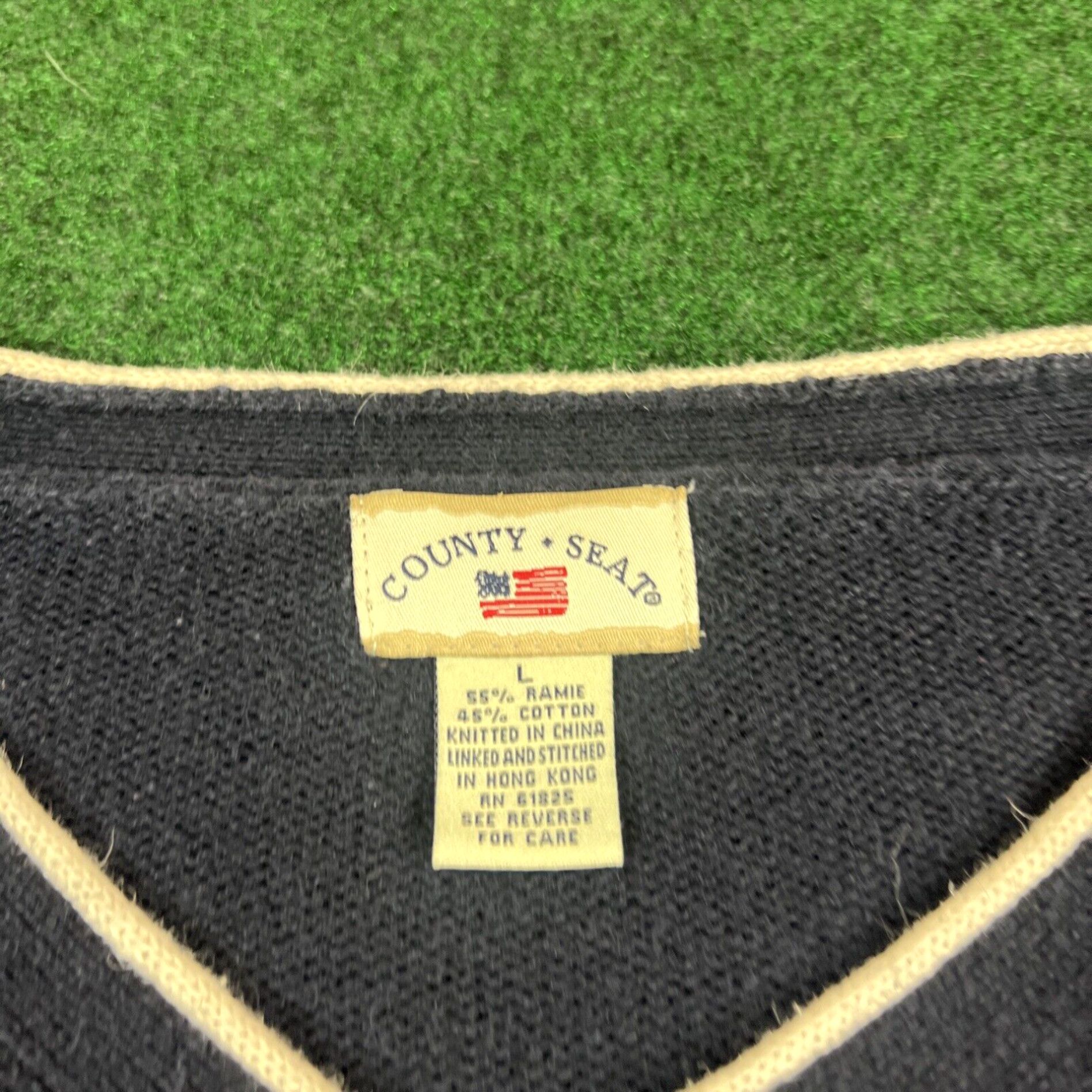 Vintage Vintage Country Seat Navy Blue red white Light Weight Sweater Adult Size L Size US L / EU 52-54 / 3 - 5 Thumbnail