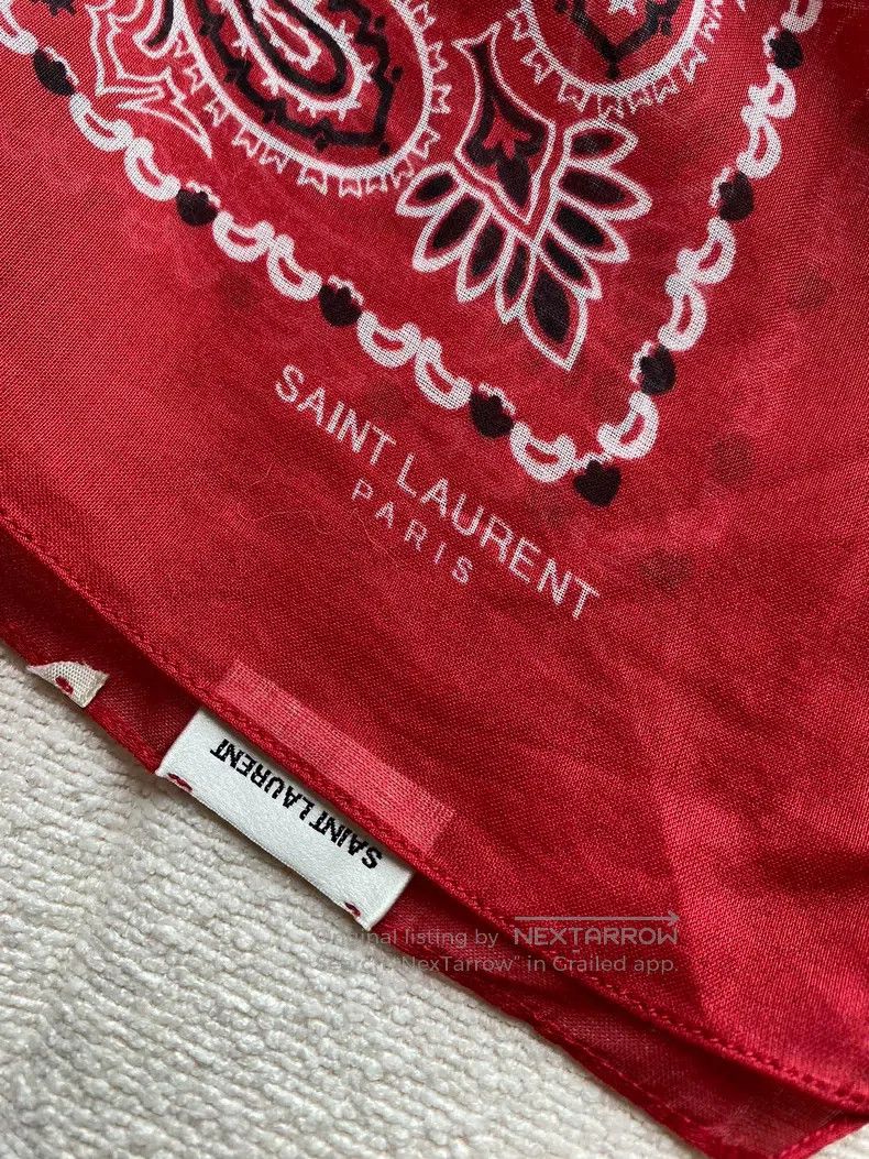 Saint Laurent Paris Saint Laurent Paris Red Paisley patterned square scarf Size ONE SIZE - 4 Thumbnail