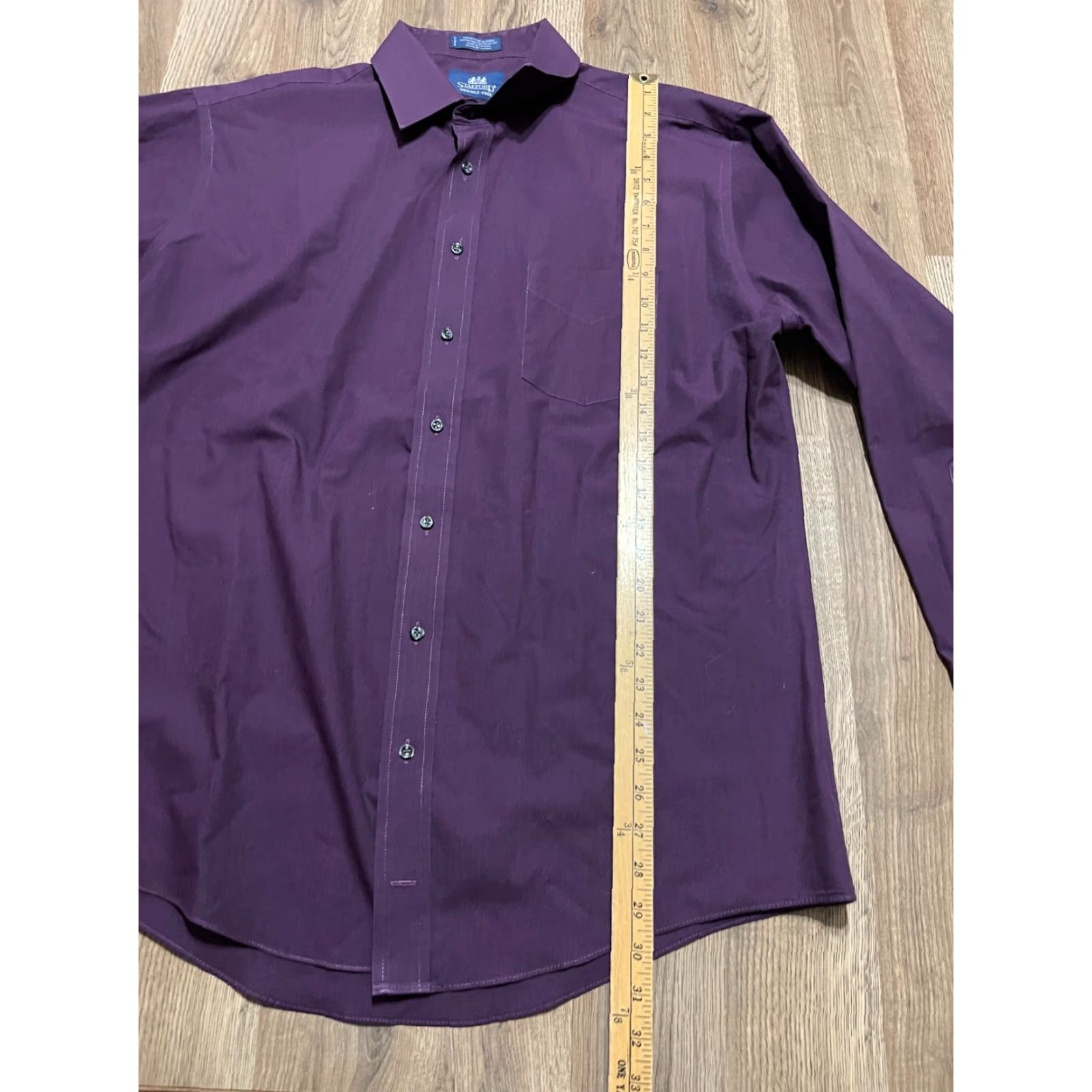 Stafford Stafford Shirt Men 17 34/35 Purple Long Sleeve Button Up Athletic Fit Casual Size US XL / EU 56 / 4 - 6 Thumbnail