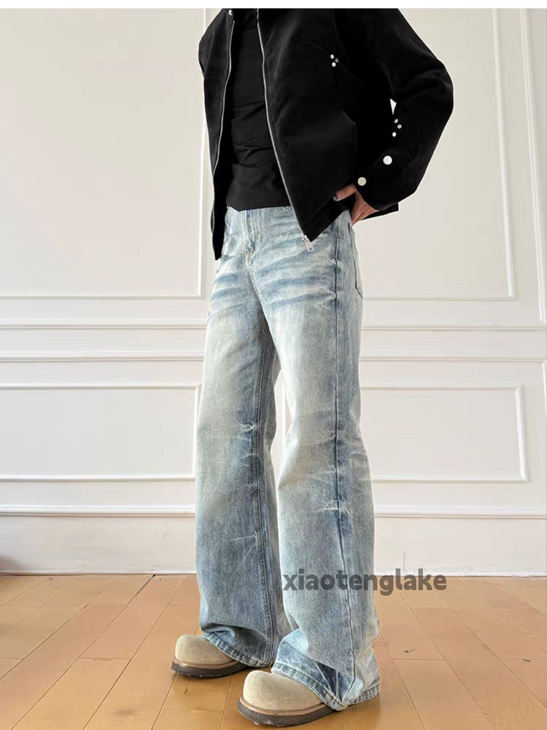 Jean Custom washed faded punk grunge bootcut flared jeans Size US 32 / EU 48 - 6 Thumbnail