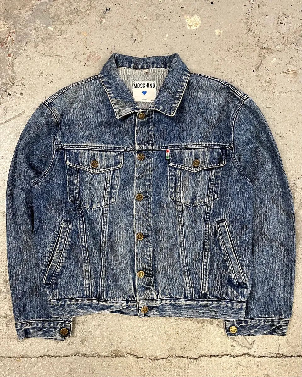 Moschino 2000s Moschino Blue Painted Effect Rebel Denim Jacket Size US M / EU 48-50 / 2 - 1 Thumbnail